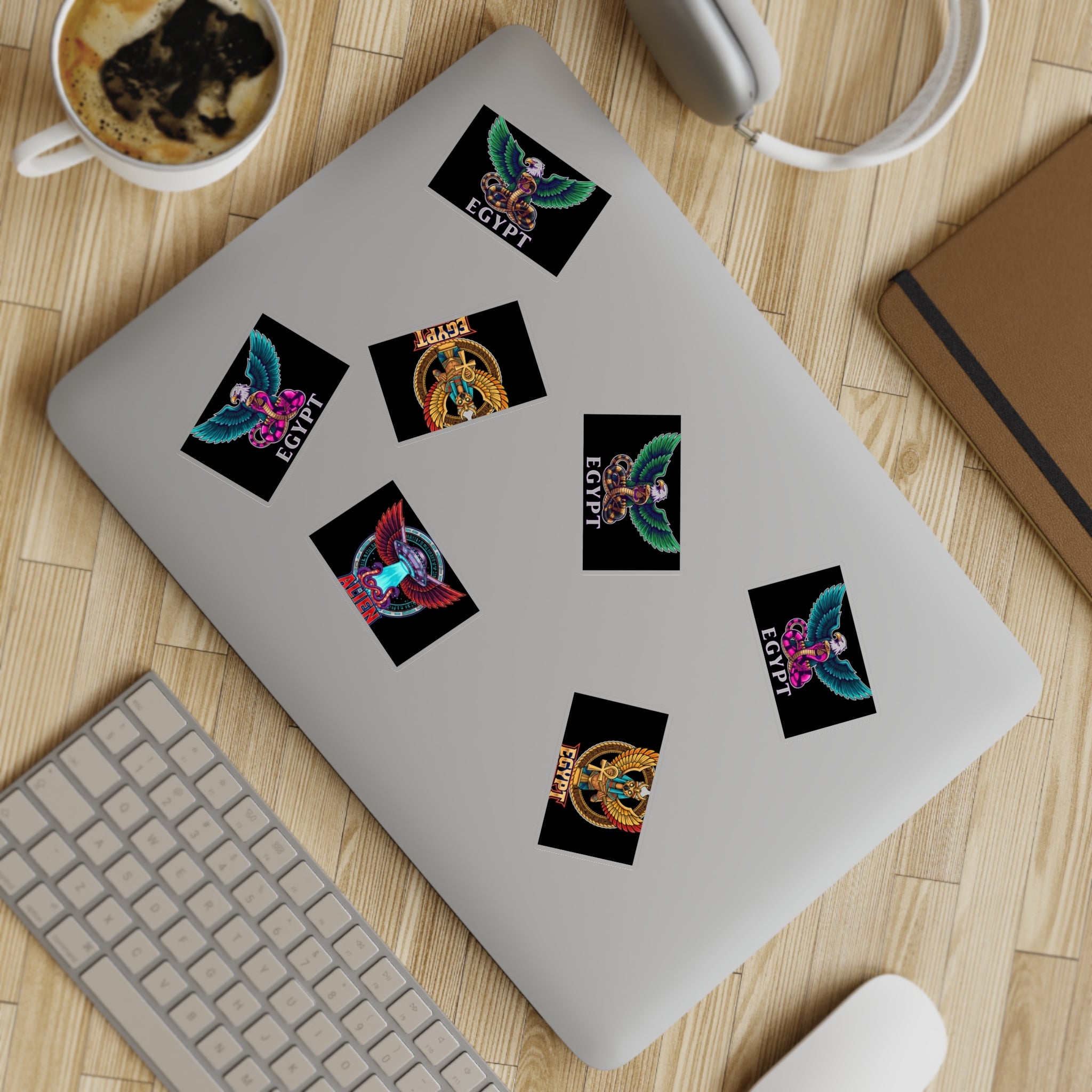 Egyptian Mythology Sticker Sheet Bundle — 5 Holographic Egypt & Alien Winged Serpent Stickers Printify