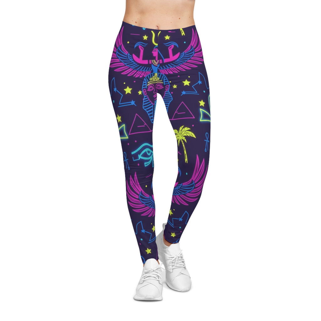 Egyptian Neon Wings Leggings — Women’s All-Over Print Casual Leggings