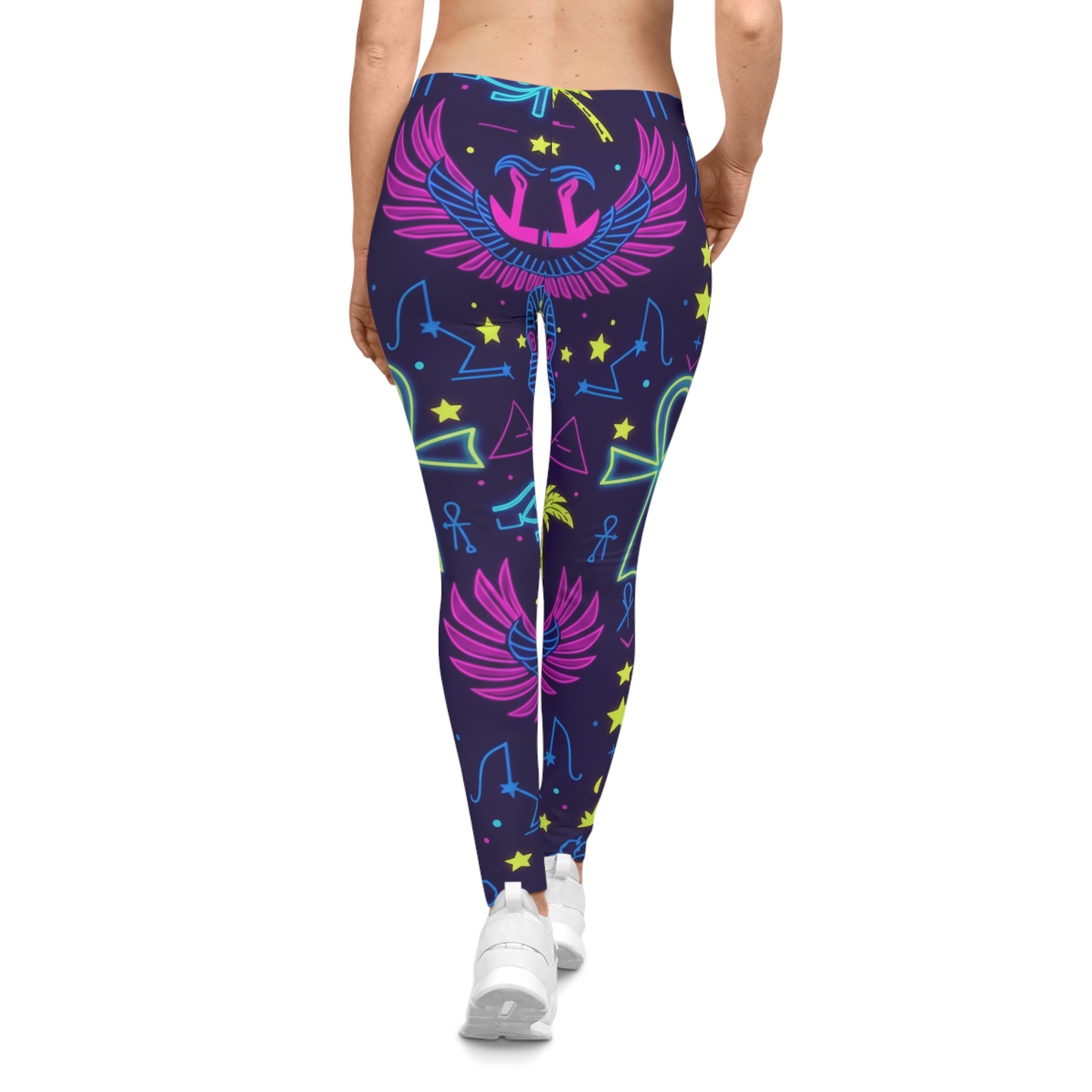 Egyptian Neon Wings Leggings — Women’s All-Over Print Casual Leggings