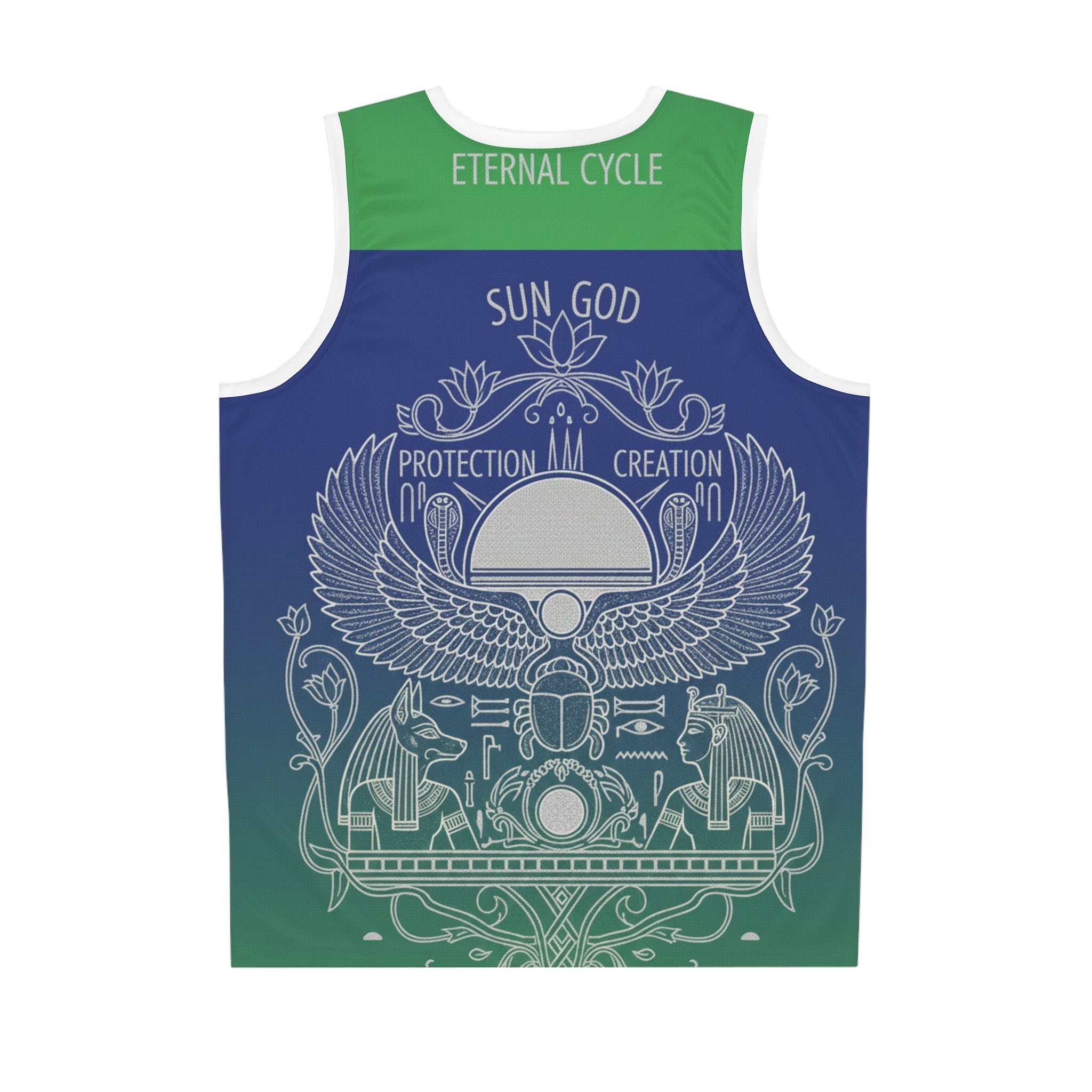 Egyptian Sun God Basketball Jersey — Scarab & Wings All-Over Print Printify