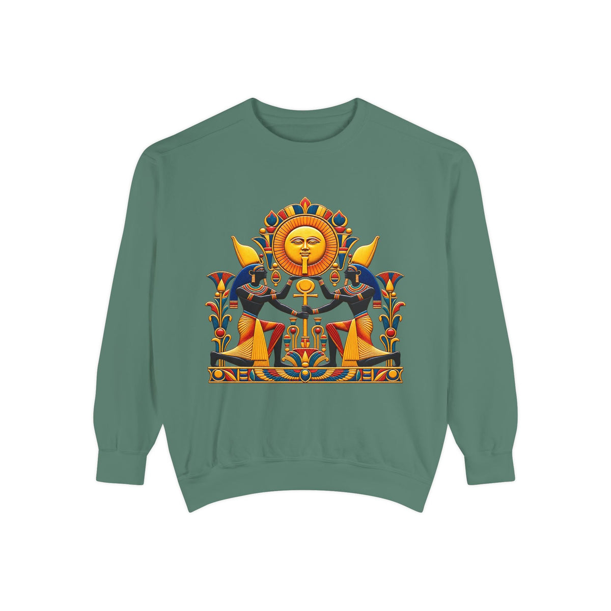 Egyptian sun god sweatshirt – pharaoh ankh graphic crewneck by JR Vortex