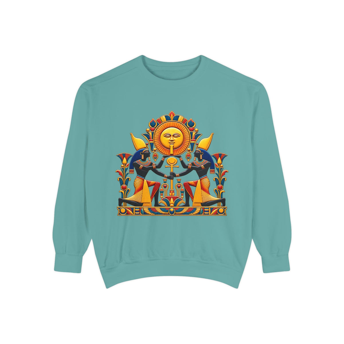 Egyptian sun god sweatshirt – pharaoh ankh graphic crewneck by JR Vortex