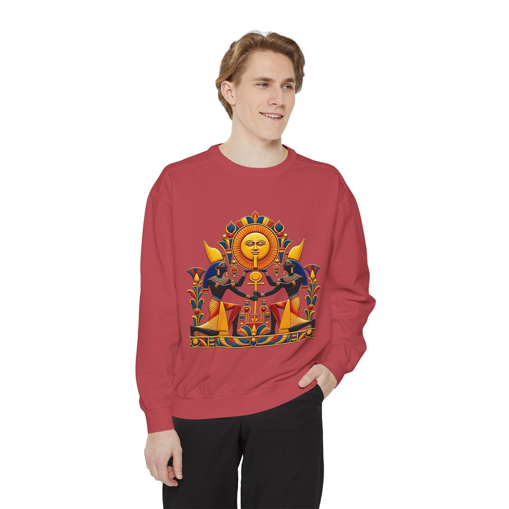 Egyptian Sun God Sweatshirt — Pharaoh Ankh Graphic Crewneck