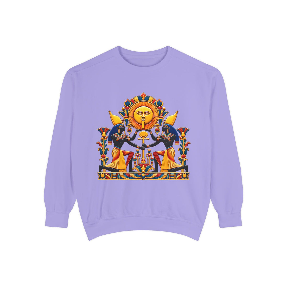 Egyptian sun god sweatshirt – pharaoh ankh graphic crewneck by JR Vortex