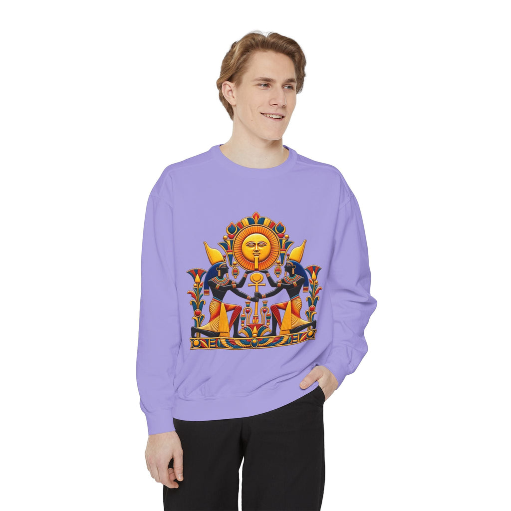 Egyptian sun god sweatshirt – pharaoh ankh graphic crewneck by JR Vortex