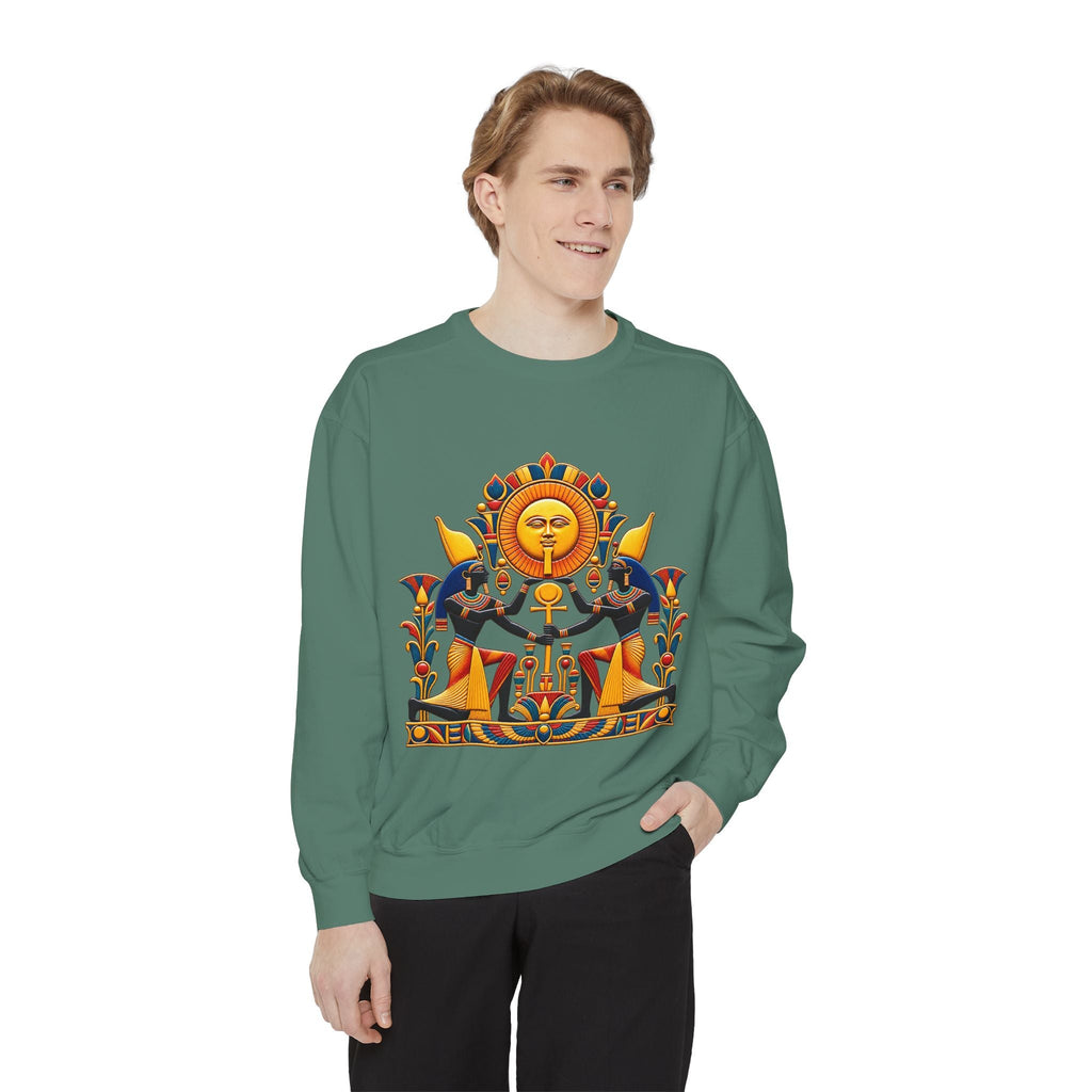 Egyptian sun god sweatshirt – pharaoh ankh graphic crewneck by JR Vortex
