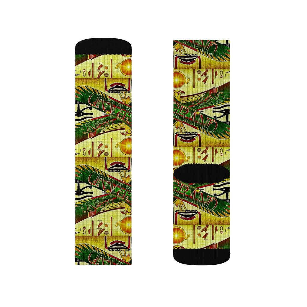 Egyptian Sun Rise Sublimation Socks — Pharaoh-Inspired Athletic Socks Printify