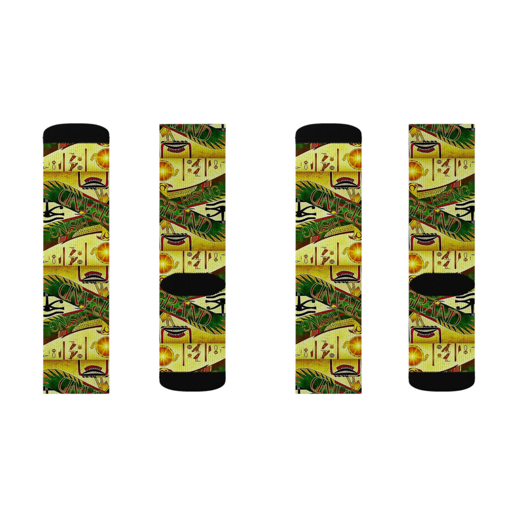 Egyptian Sun Rise Sublimation Socks — Pharaoh-Inspired Athletic Socks Printify
