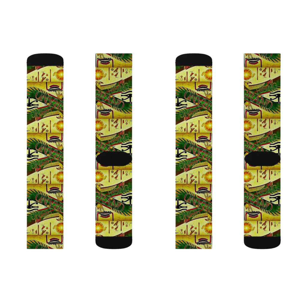 Egyptian Sun Rise Sublimation Socks — Pharaoh-Inspired Athletic Socks Printify