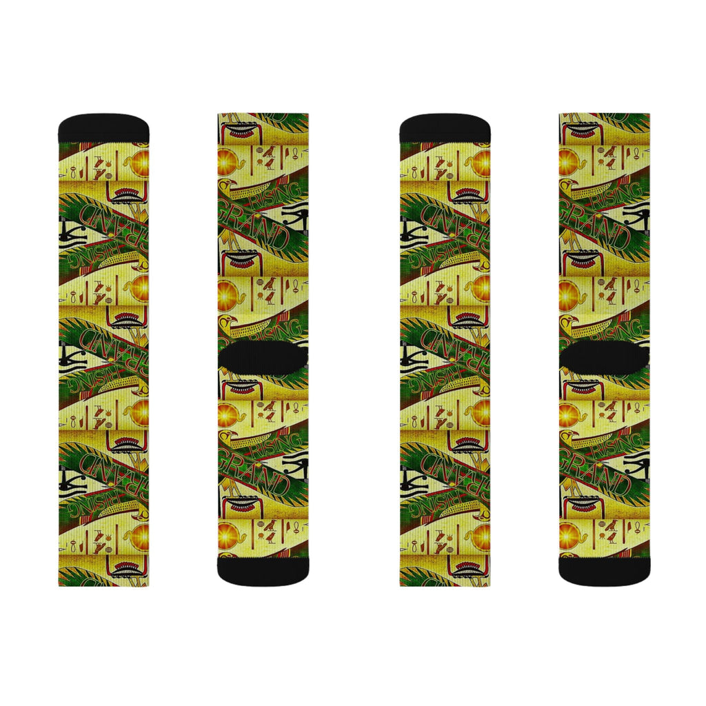 Egyptian Sun Rise Sublimation Socks — Pharaoh-Inspired Athletic Socks Printify