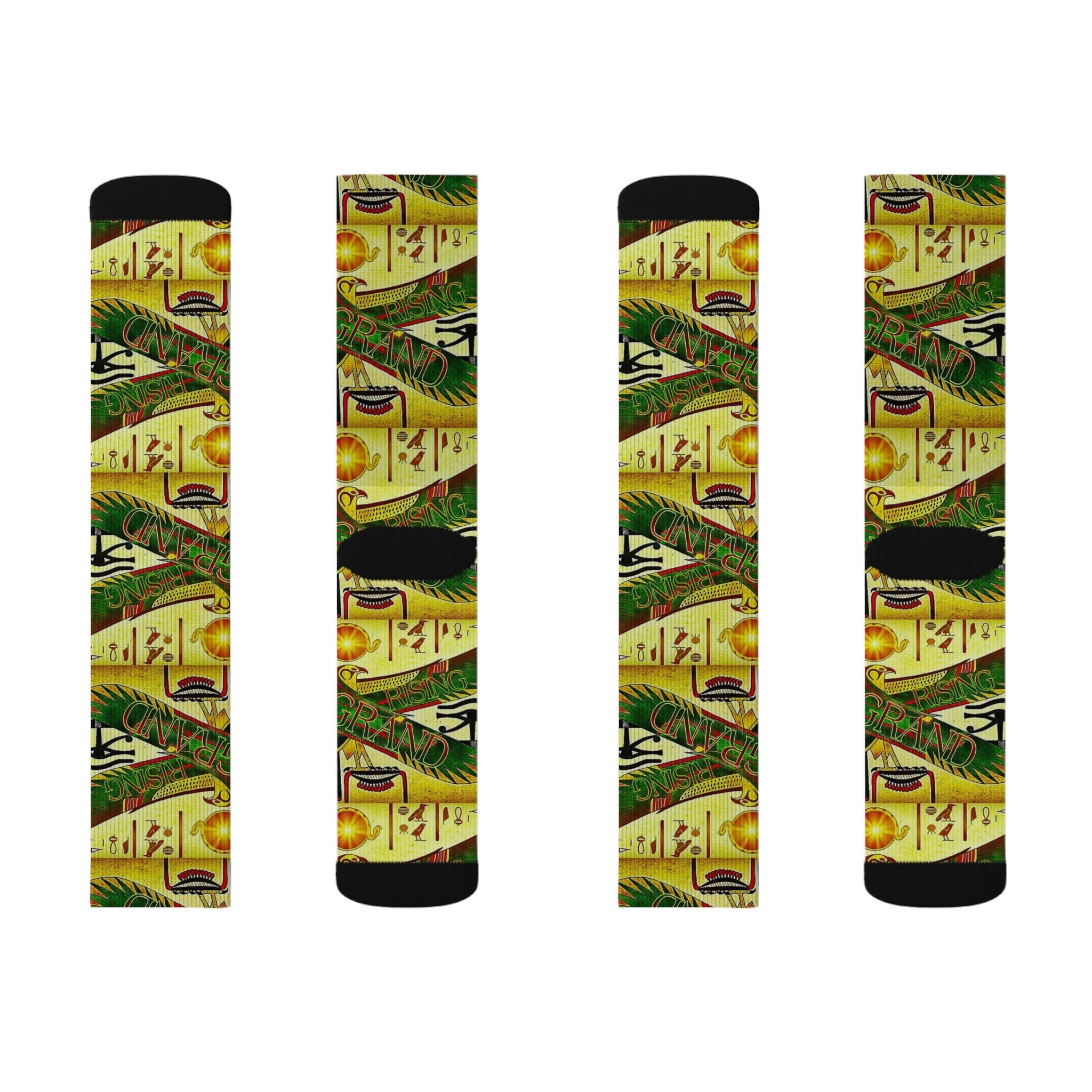 Egyptian Sun Rise Sublimation Socks — Pharaoh-Inspired Athletic Socks Printify
