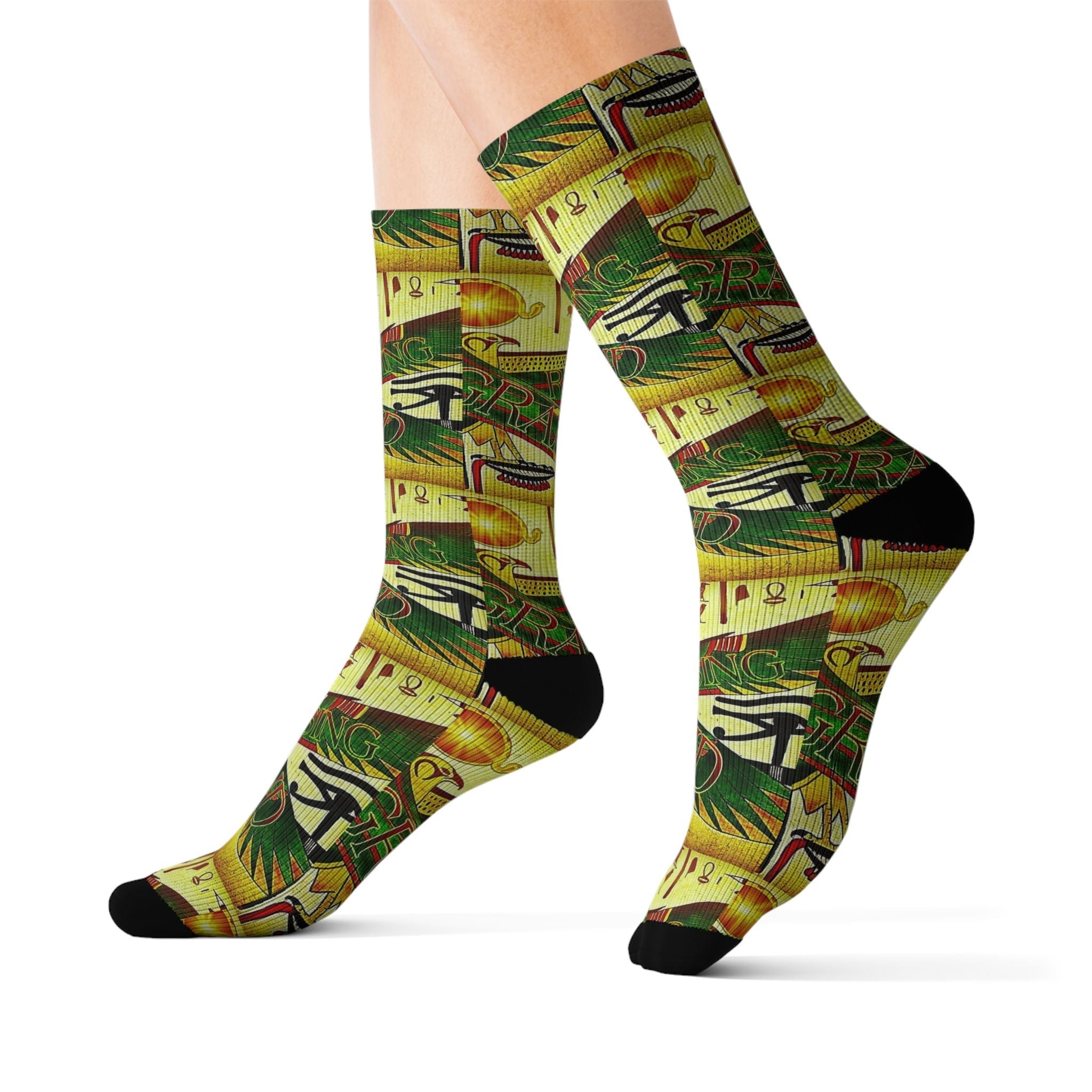 Egyptian Sun Rise Sublimation Socks — Pharaoh-Inspired Athletic Socks Printify