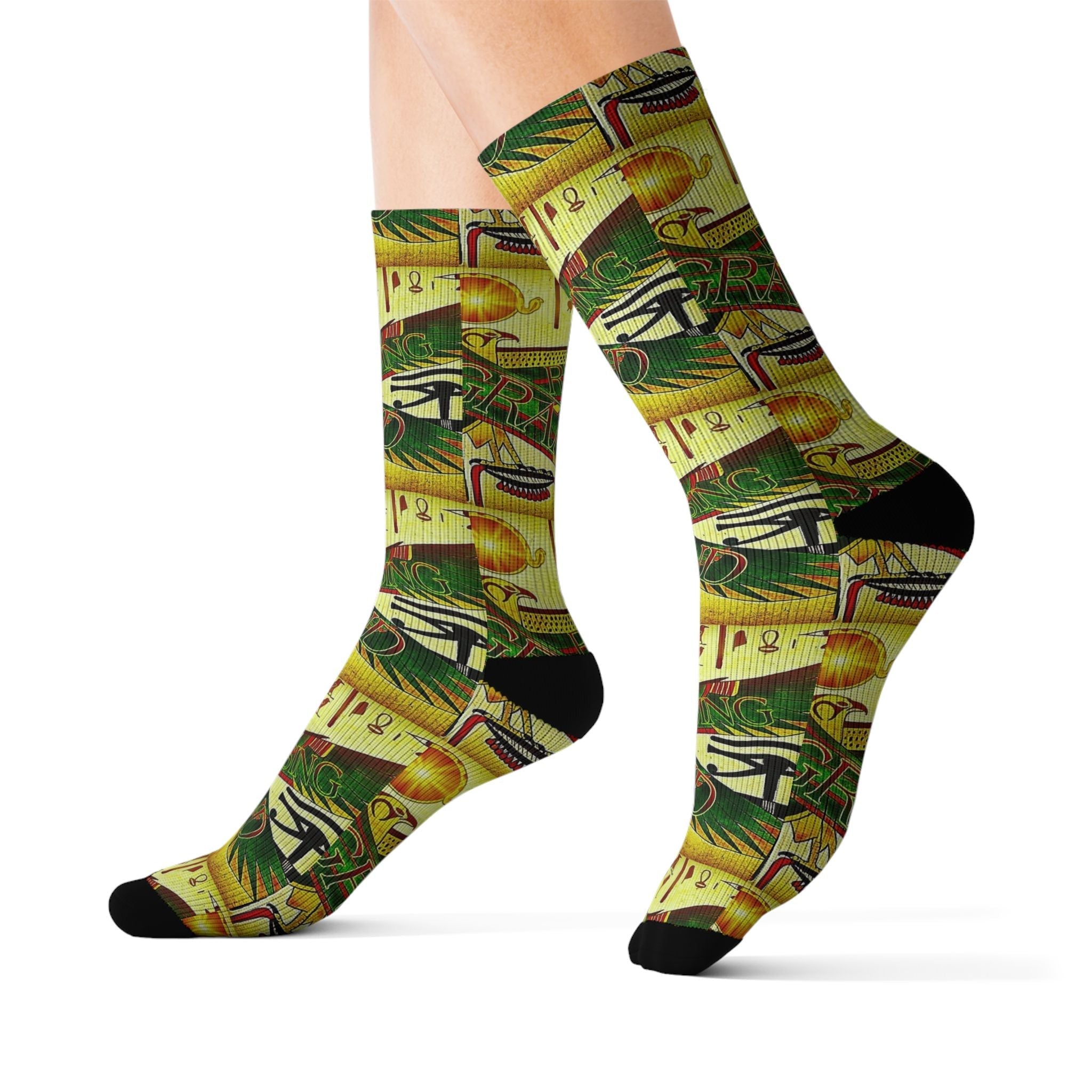 Egyptian Sun Rise Sublimation Socks — Pharaoh-Inspired Athletic Socks Printify