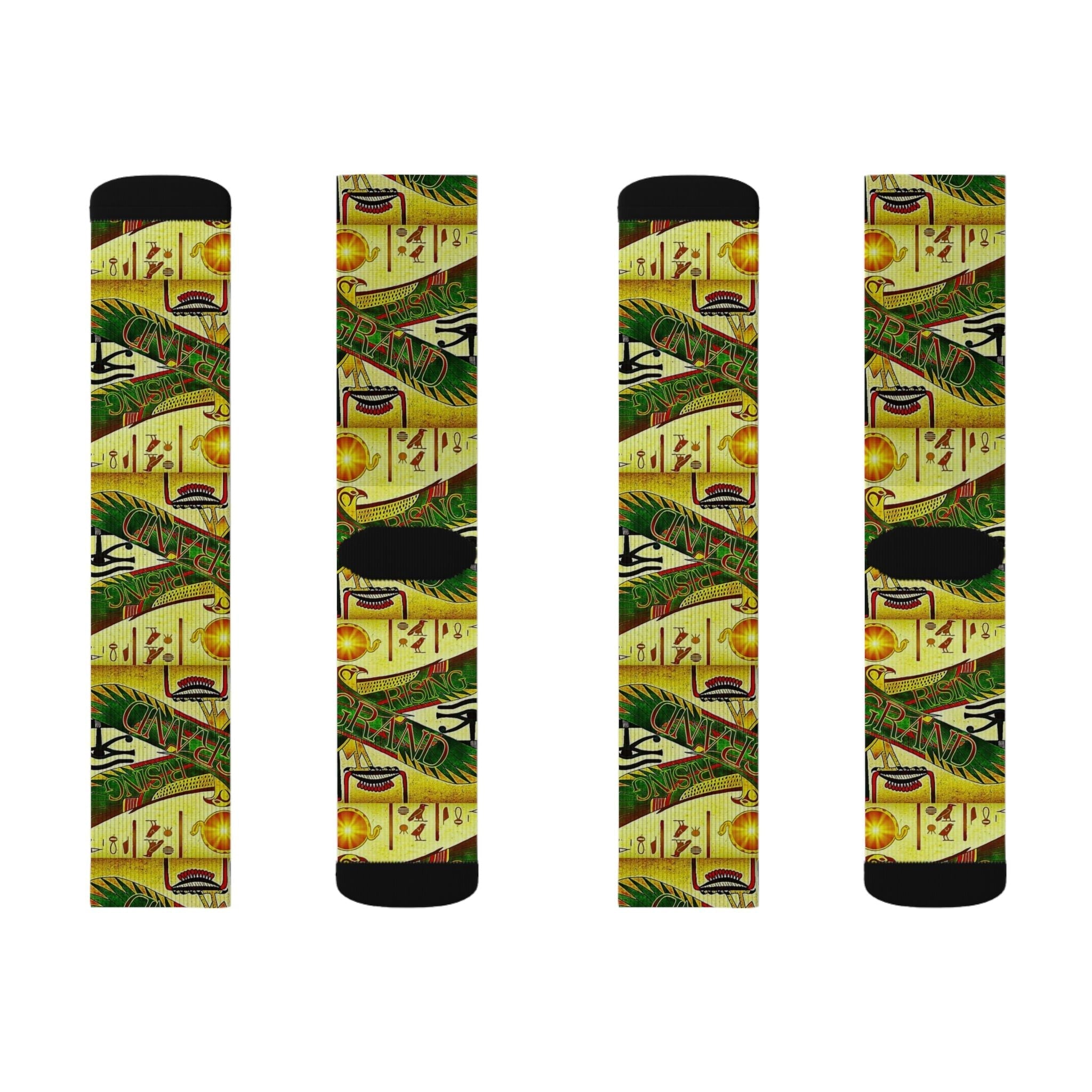 Egyptian Sun Rise Sublimation Socks — Pharaoh-Inspired Athletic Socks Printify