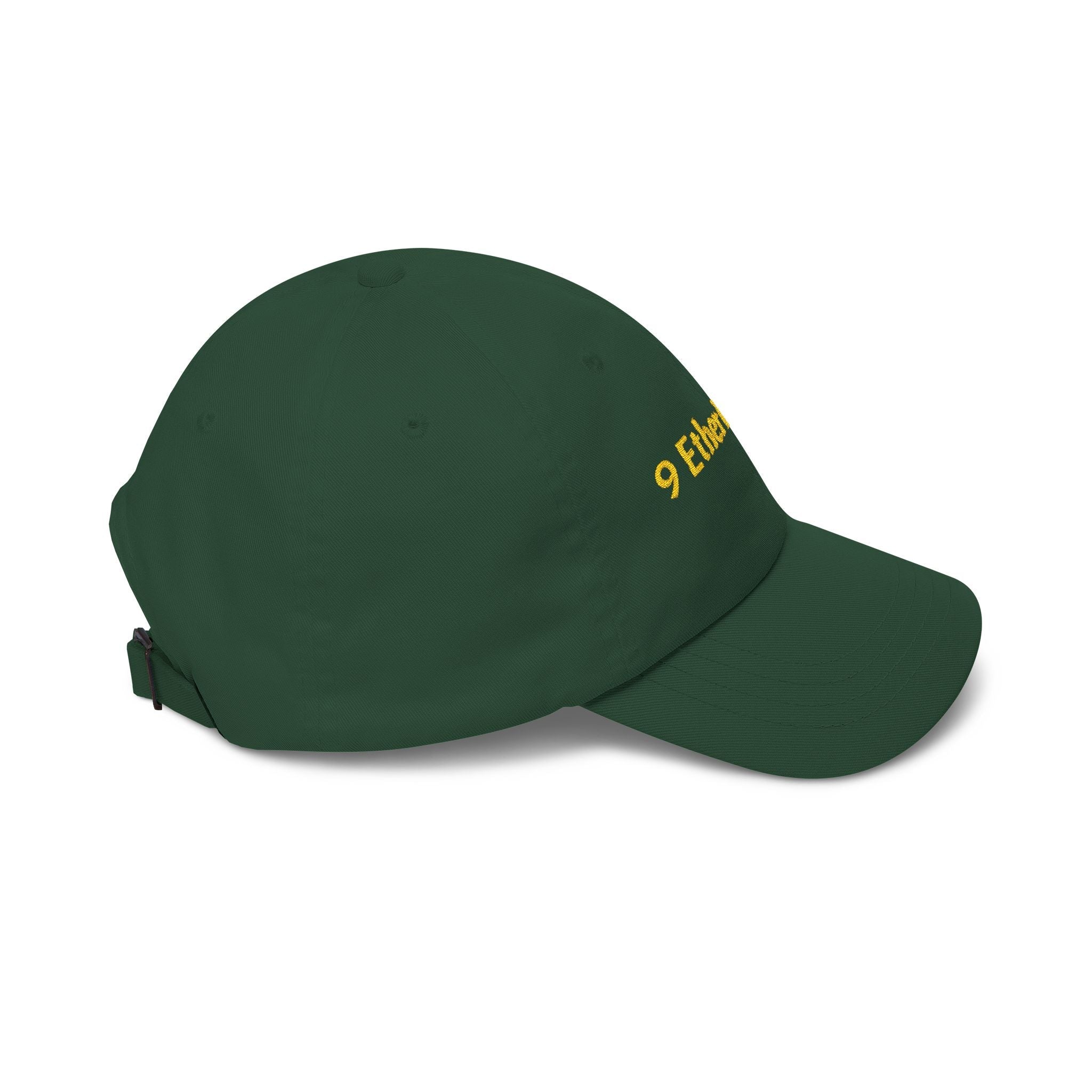 Embroidered '9 Ether Legacy' Classic Dad Cap — Green Baseball Hat Printify