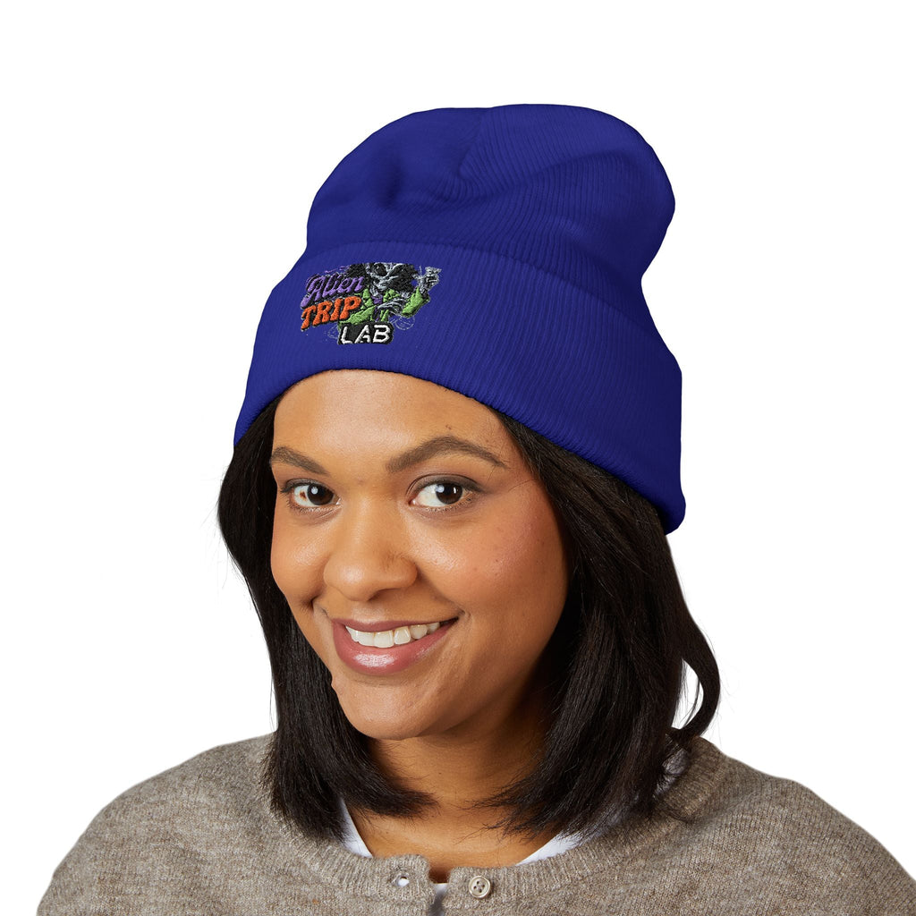 Embroidered 'Trip Lab' Cuffed Beanie — Retro Skate/Streetwear Winter Hat Printify