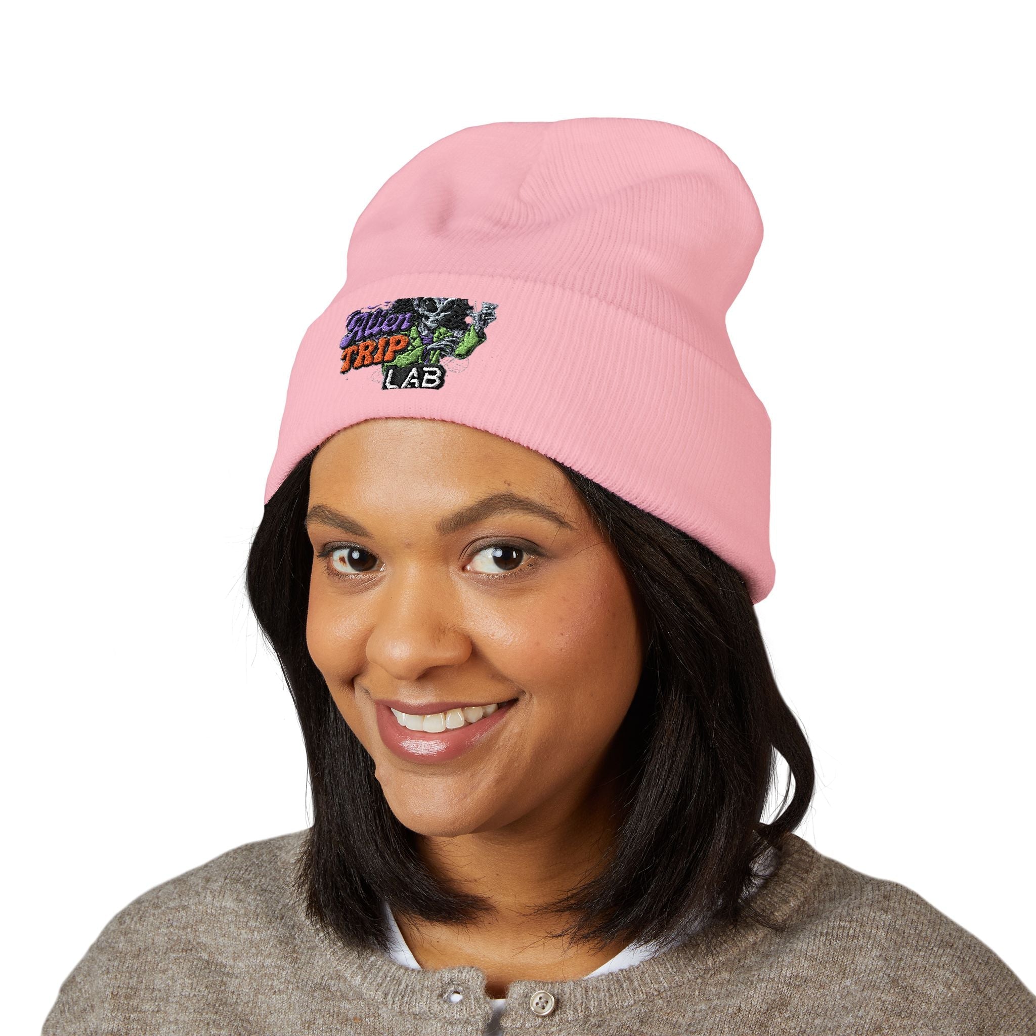 Embroidered 'Trip Lab' Cuffed Beanie — Retro Skate/Streetwear Winter Hat Printify