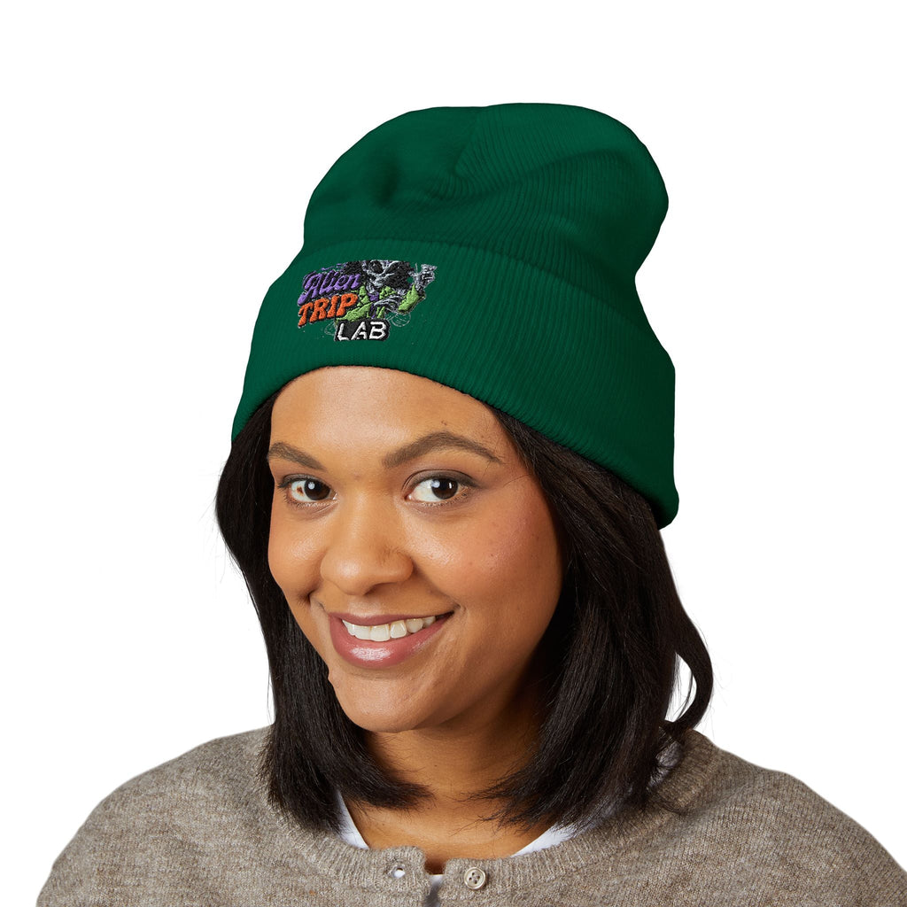 Embroidered 'Trip Lab' Cuffed Beanie — Retro Skate/Streetwear Winter Hat Printify
