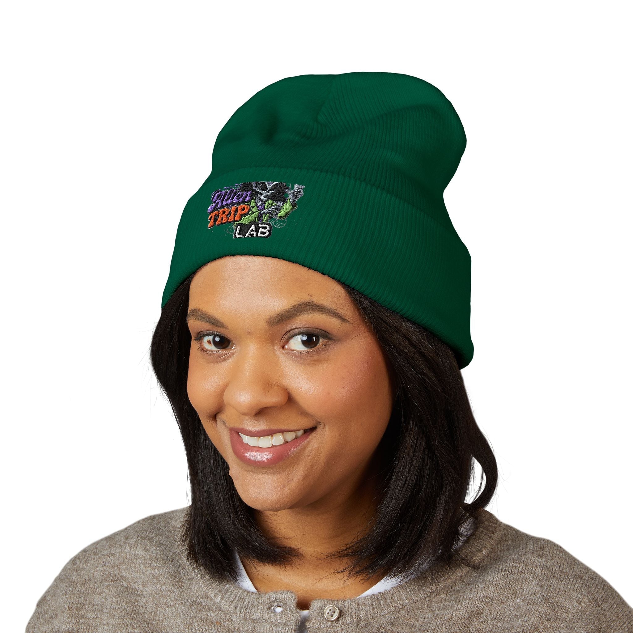 Embroidered 'Trip Lab' Cuffed Beanie — Retro Skate/Streetwear Winter Hat Printify