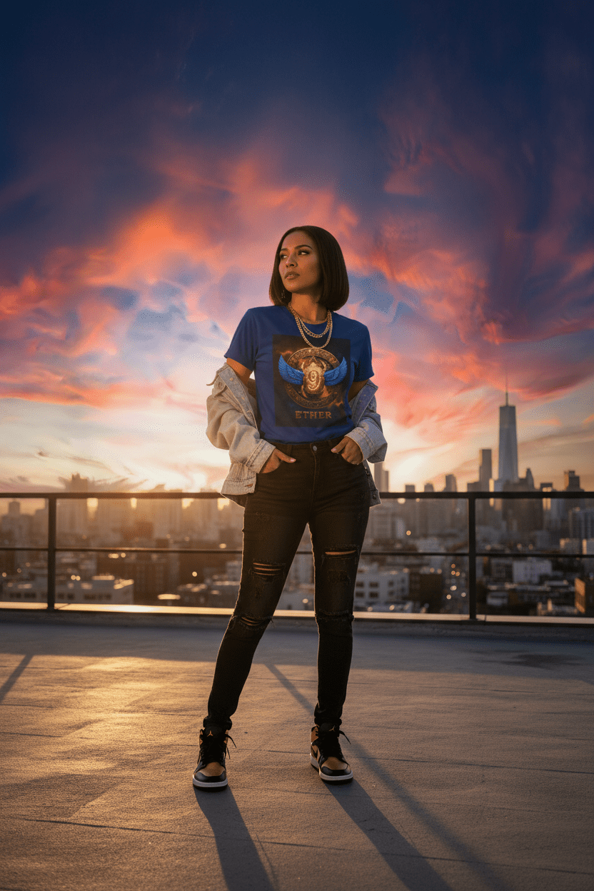 Rooftop sunset skyline