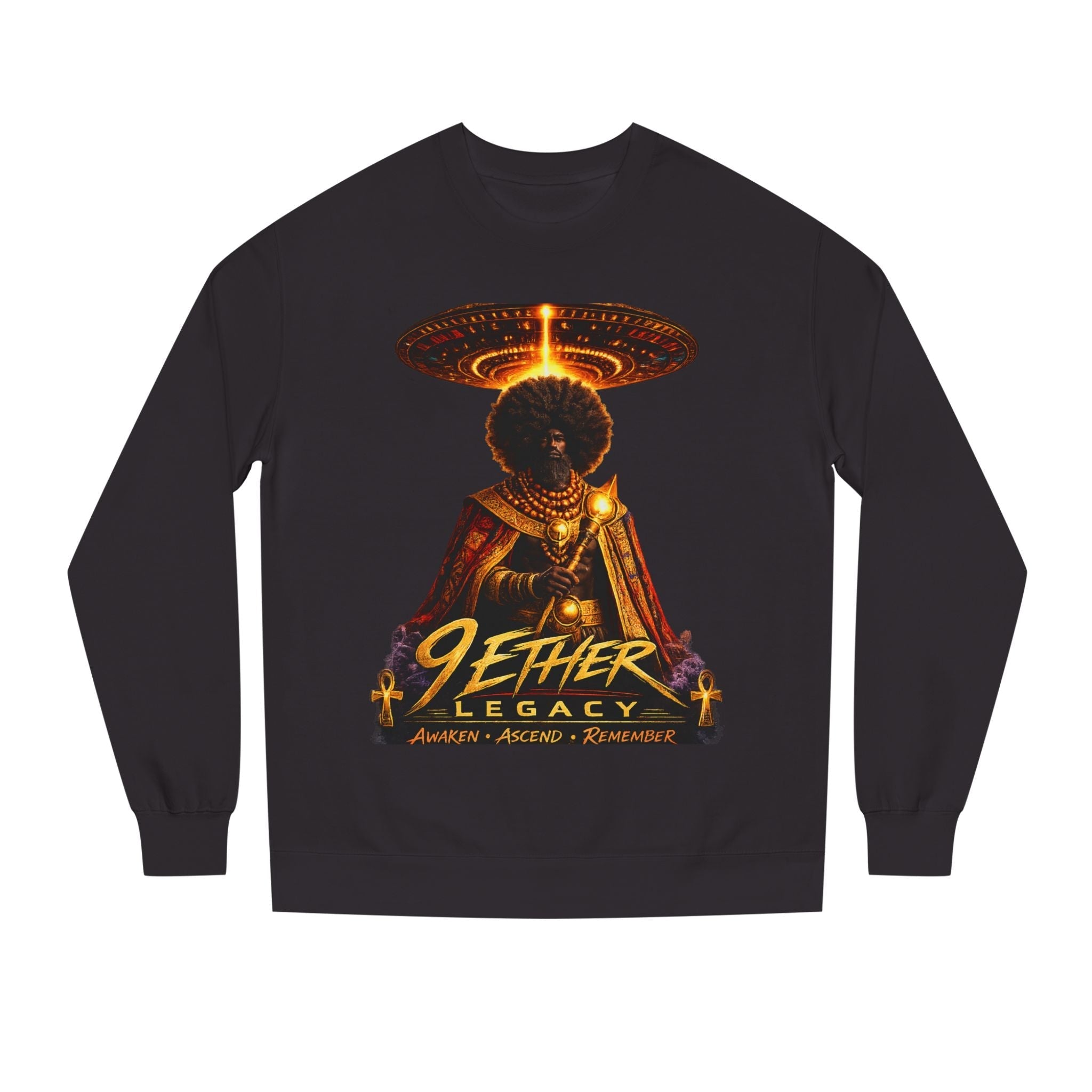 Ether Legacy Crewneck Sweatshirt — Afro-Futurist Sci‑Fi Graphic Pullover Printify