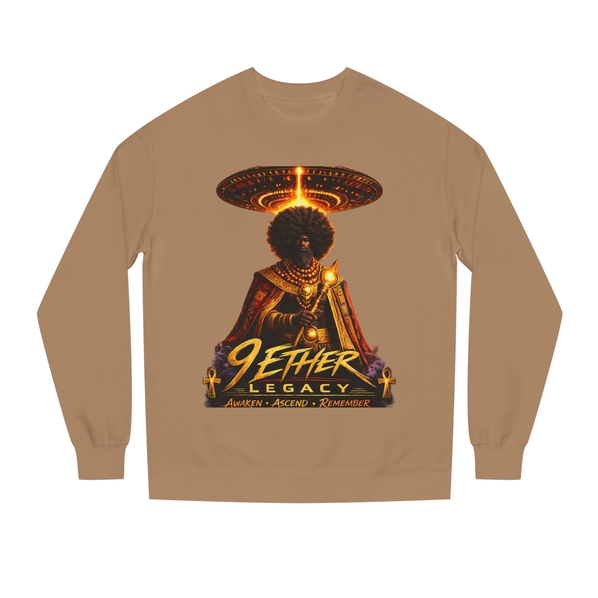 Ether Legacy Crewneck Sweatshirt — Afro-Futurist Sci‑Fi Graphic Pullover Printify