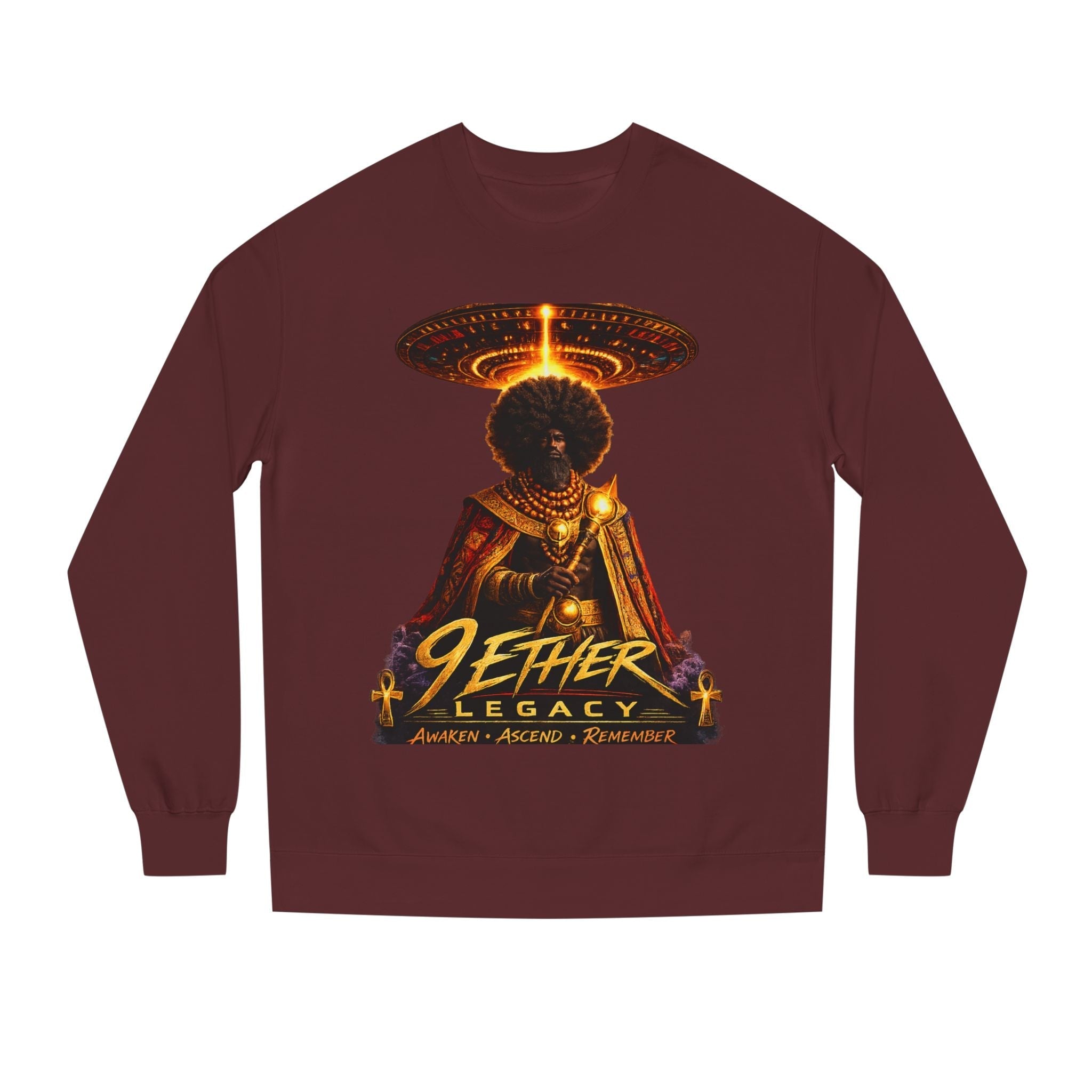 Ether Legacy Crewneck Sweatshirt — Afro-Futurist Sci‑Fi Graphic Pullover Printify