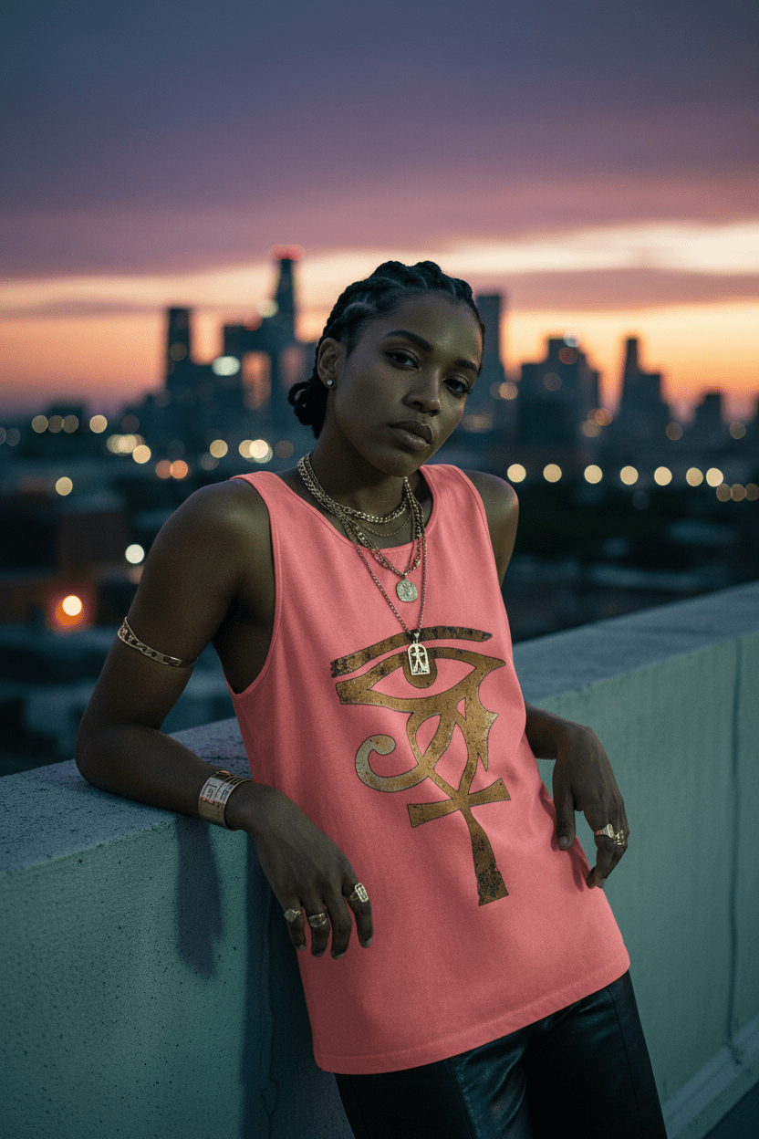 Eye of Horus Ankh Tank — Rooftop Dusk
