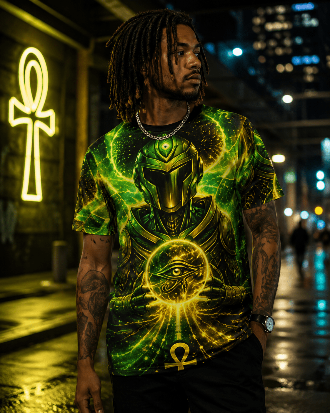 Eye of Horus Cyber Warrior Unisex Cut & Sew Tee (AOP)