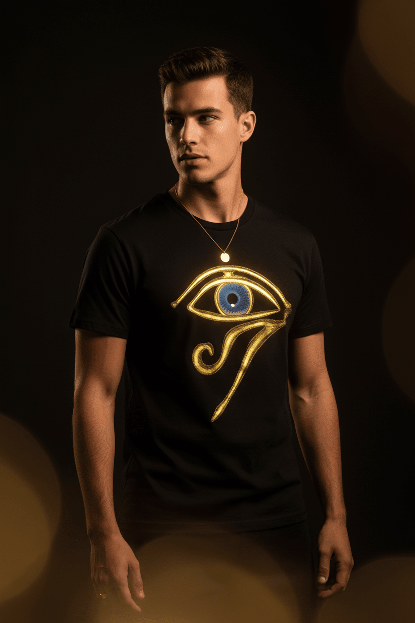 Eye of Horus Tee Gold Accent