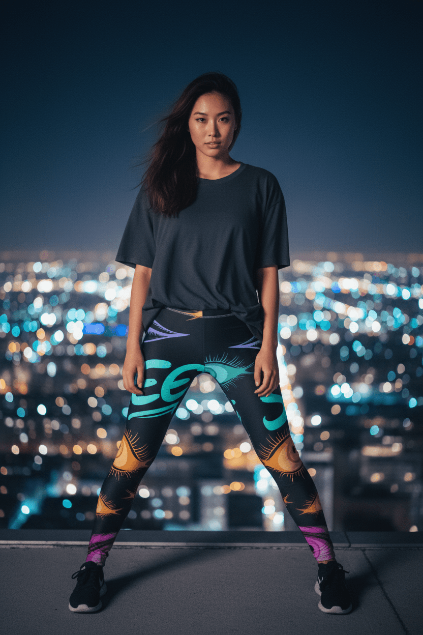 Asian Woman Rooftop Night