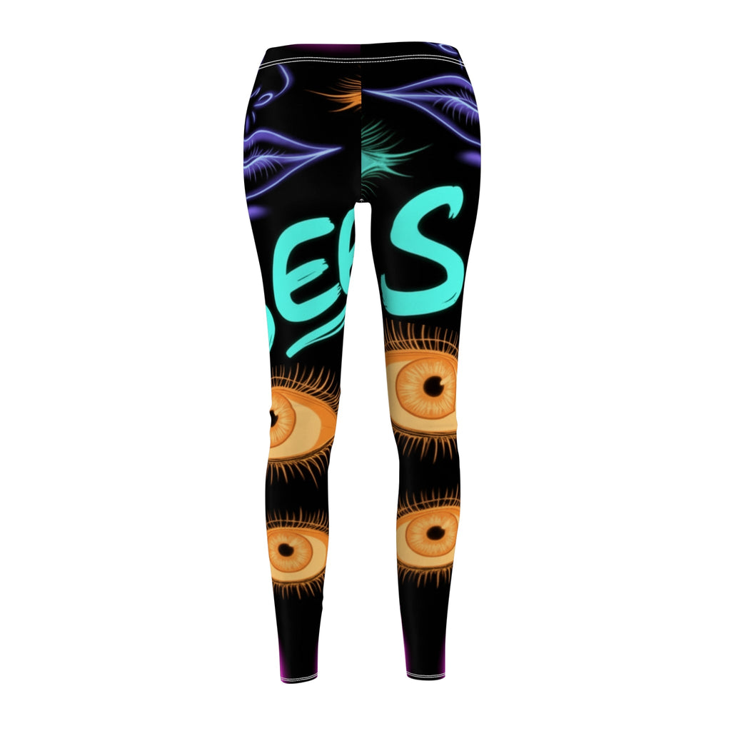 Eye-Print Women's Leggings — Colorful Feather & Eyelash All-Over Print Printify