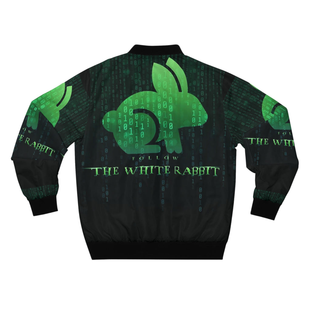 Follow The White Rabbit Bomber Jacket — Cyber Matrix Techwear Printify