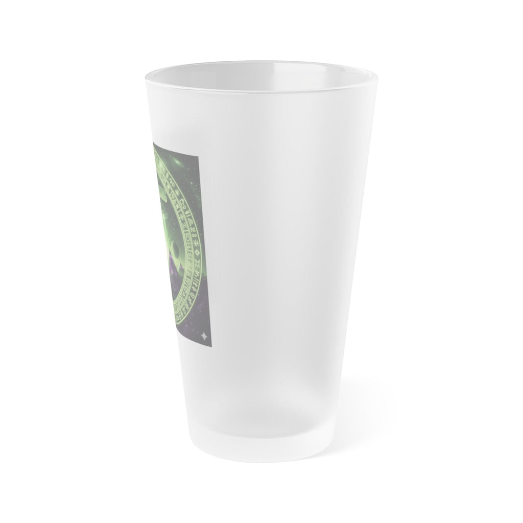 Galactic Frosted Pint Glass | 16oz Cosmic Drinkware, Alien-Themed Glass, Space Lover Gift, Unique Barware, Sci-Fi Party Essential