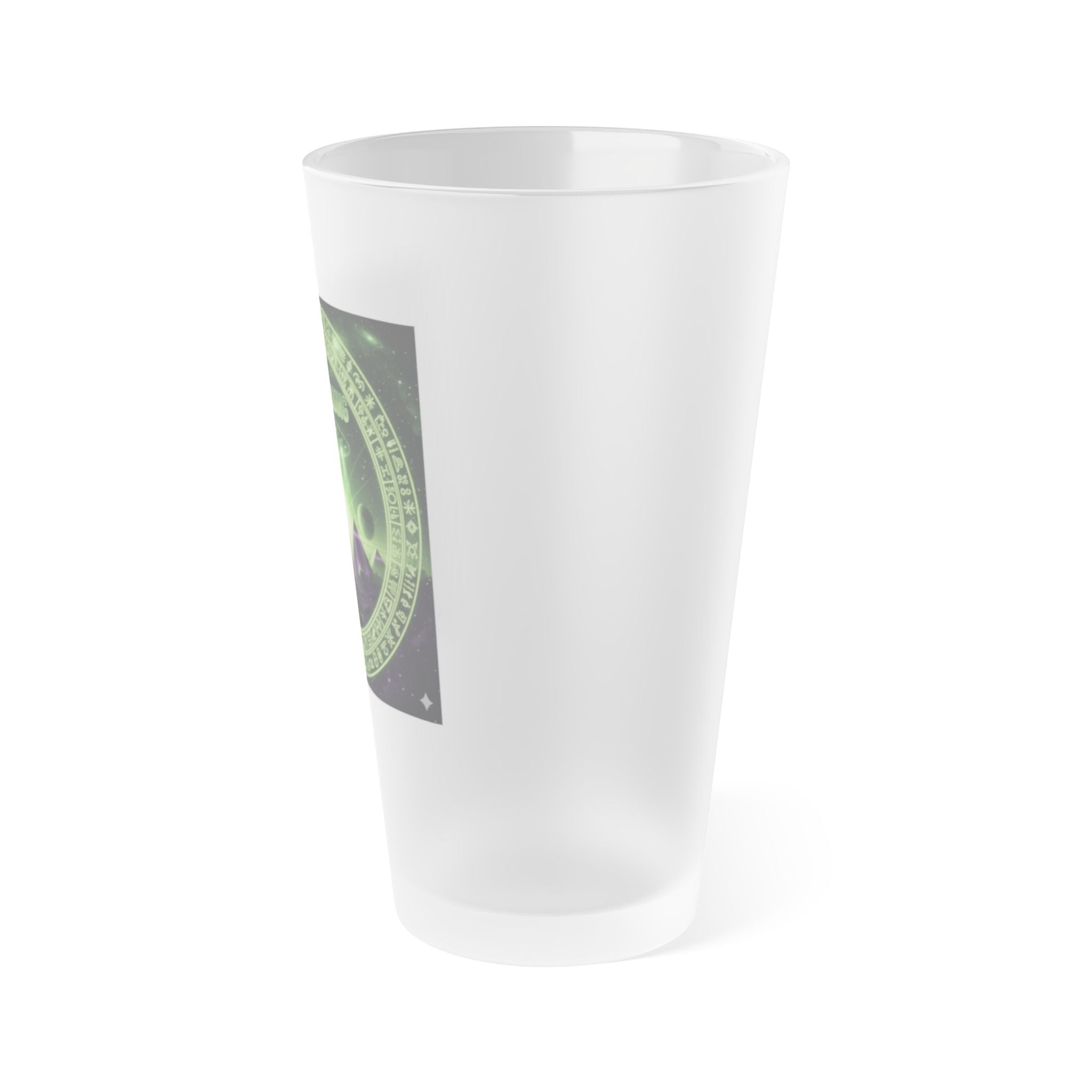 Galactic Frosted Pint Glass | 16oz Cosmic Drinkware, Alien-Themed Glass, Space Lover Gift, Unique Barware, Sci-Fi Party Essential