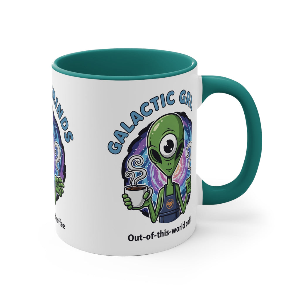 Galactic Grinds Alien 11oz Accent Mug, Fun Coffee Mug for Sci-Fi Lovers, Unique Gift for Birthdays and Holidays, Quirky Drinkware☕️ Printify
