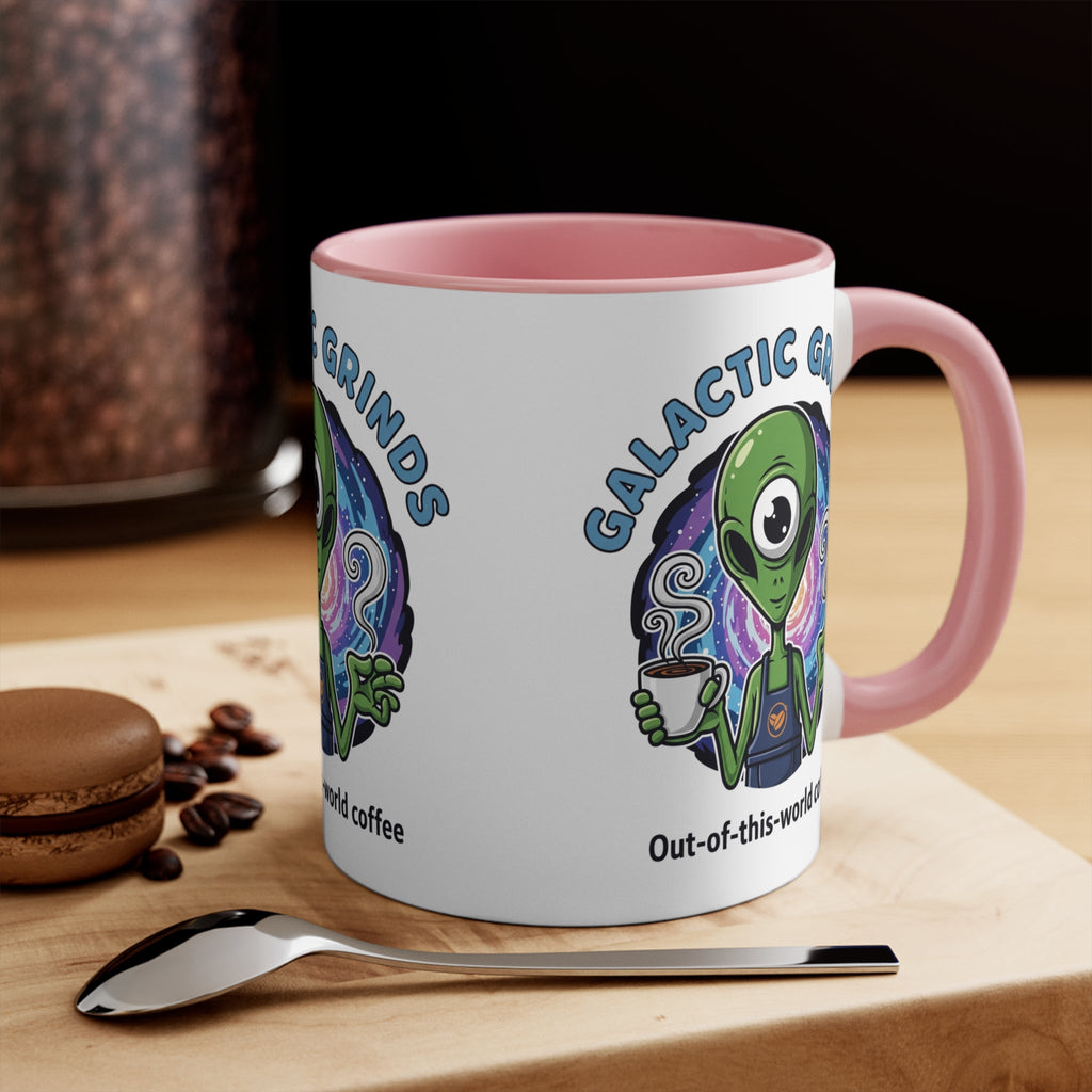 Galactic Grinds Alien 11oz Accent Mug, Fun Coffee Mug for Sci-Fi Lovers, Unique Gift for Birthdays and Holidays, Quirky Drinkware☕️ Printify