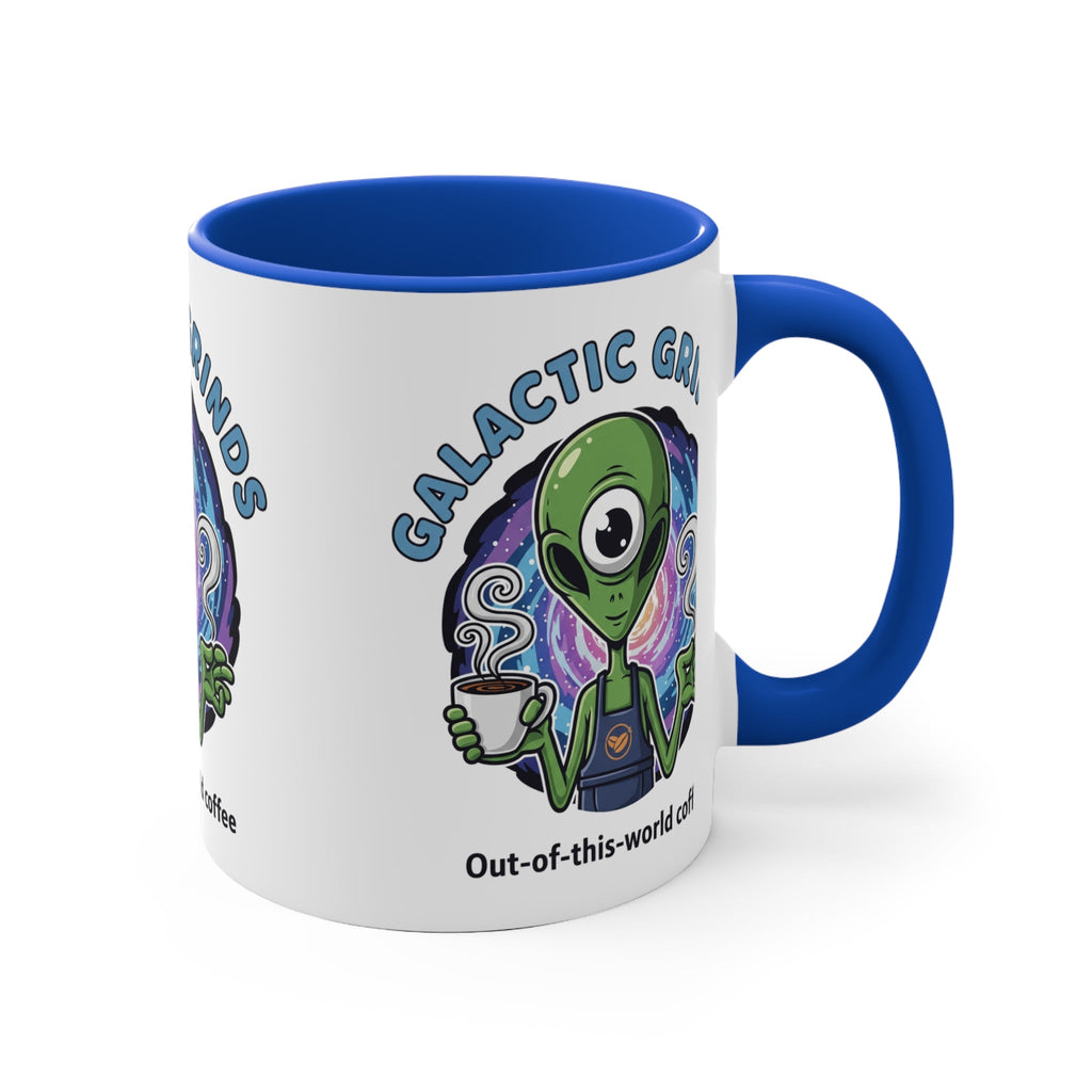 Galactic Grinds Alien 11oz Accent Mug, Fun Coffee Mug for Sci-Fi Lovers, Unique Gift for Birthdays and Holidays, Quirky Drinkware☕️ Printify