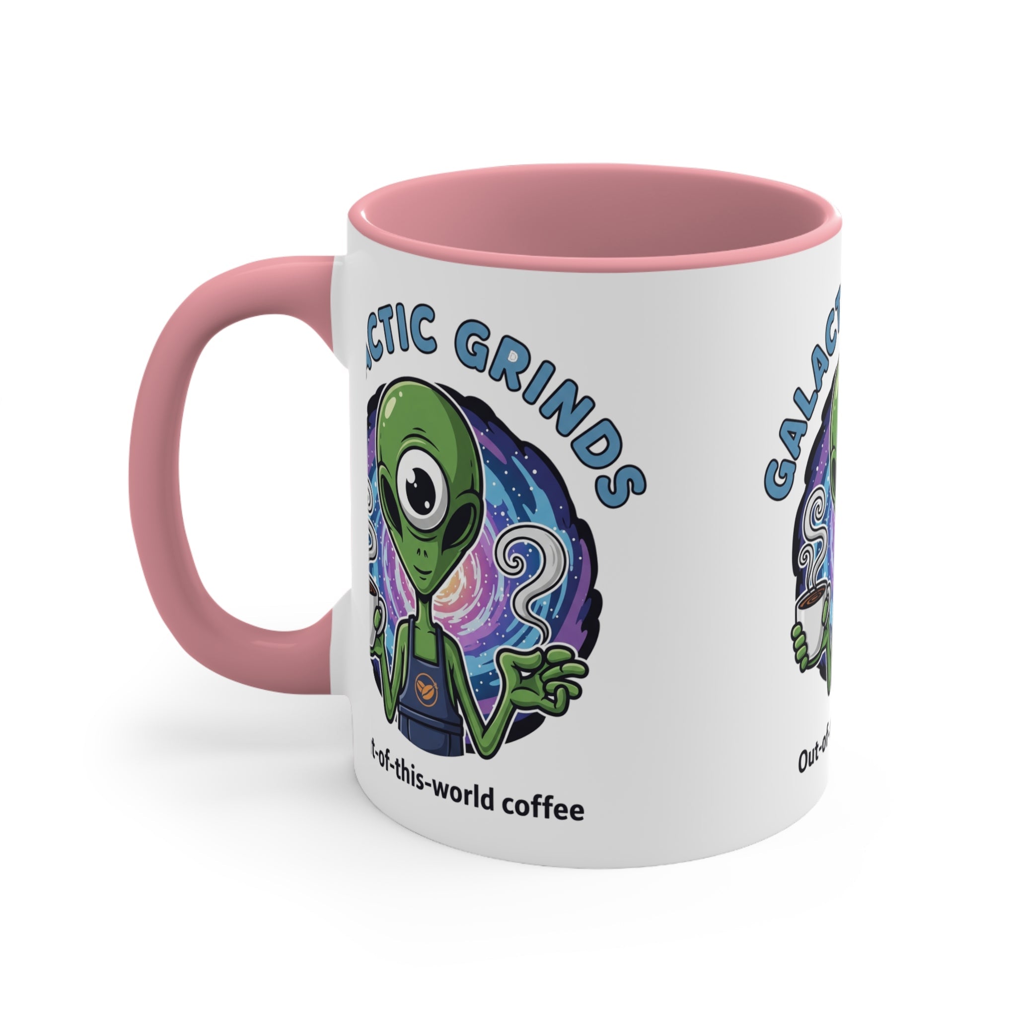 Galactic Grinds Alien 11oz Accent Mug, Fun Coffee Mug for Sci-Fi Lovers, Unique Gift for Birthdays and Holidays, Quirky Drinkware☕️ Printify