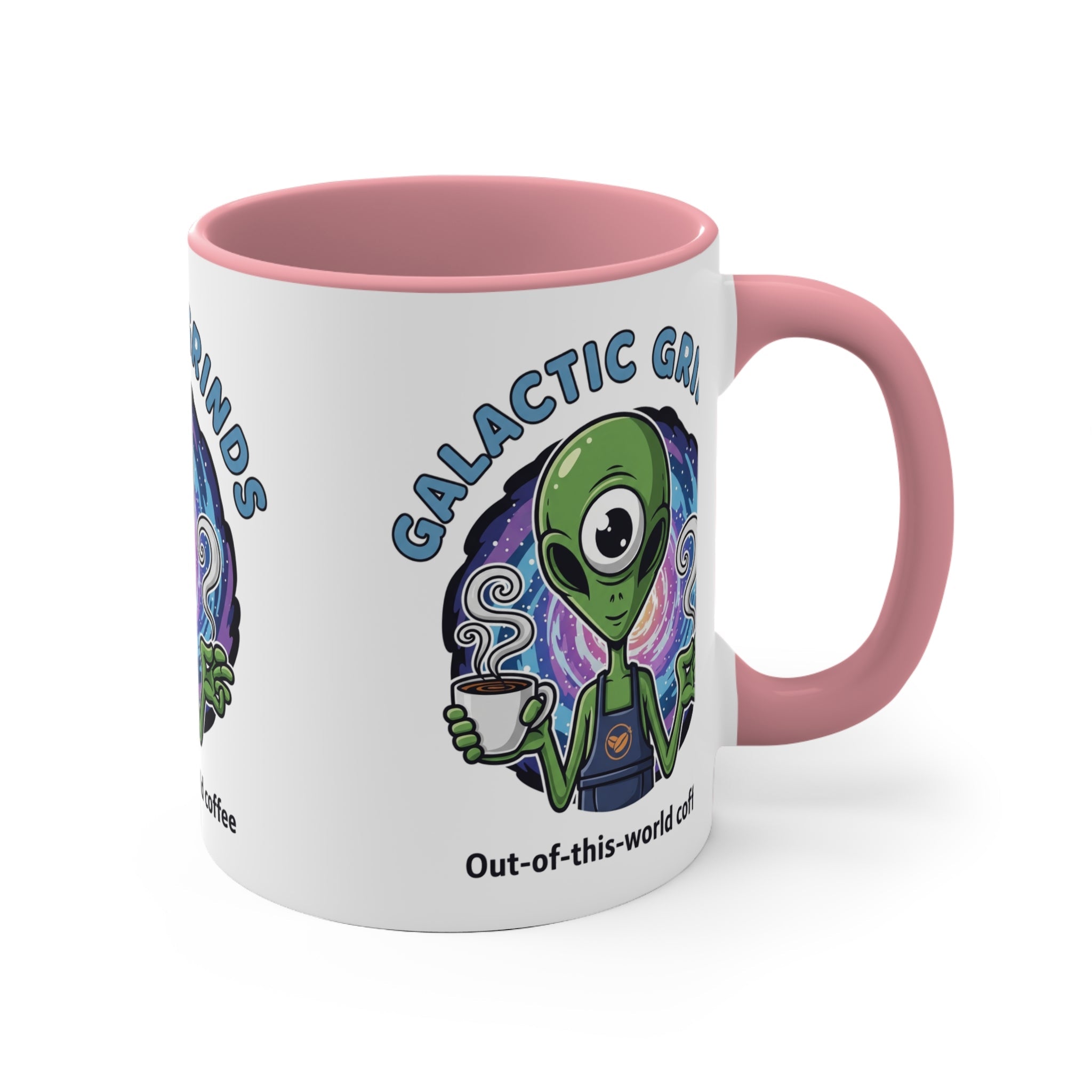 Galactic Grinds Alien 11oz Accent Mug, Fun Coffee Mug for Sci-Fi Lovers, Unique Gift for Birthdays and Holidays, Quirky Drinkware☕️ Printify