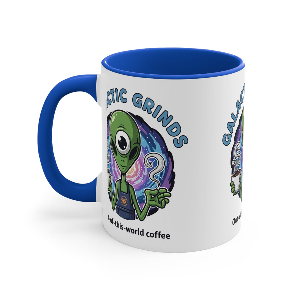 Galactic Grinds Alien 11oz Accent Mug, Fun Coffee Mug for Sci-Fi Lovers, Unique Gift for Birthdays and Holidays, Quirky Drinkware☕️ Printify
