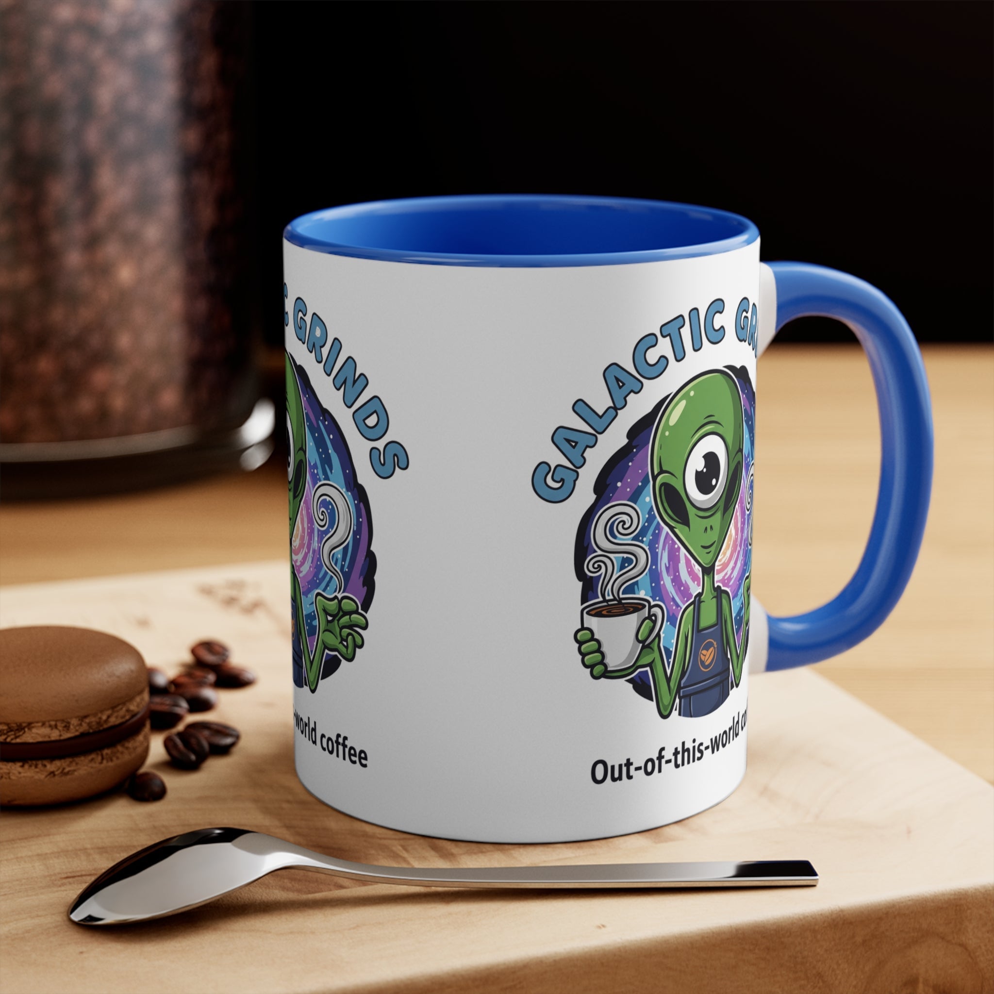Galactic Grinds Alien 11oz Accent Mug, Fun Coffee Mug for Sci-Fi Lovers, Unique Gift for Birthdays and Holidays, Quirky Drinkware☕️ Printify