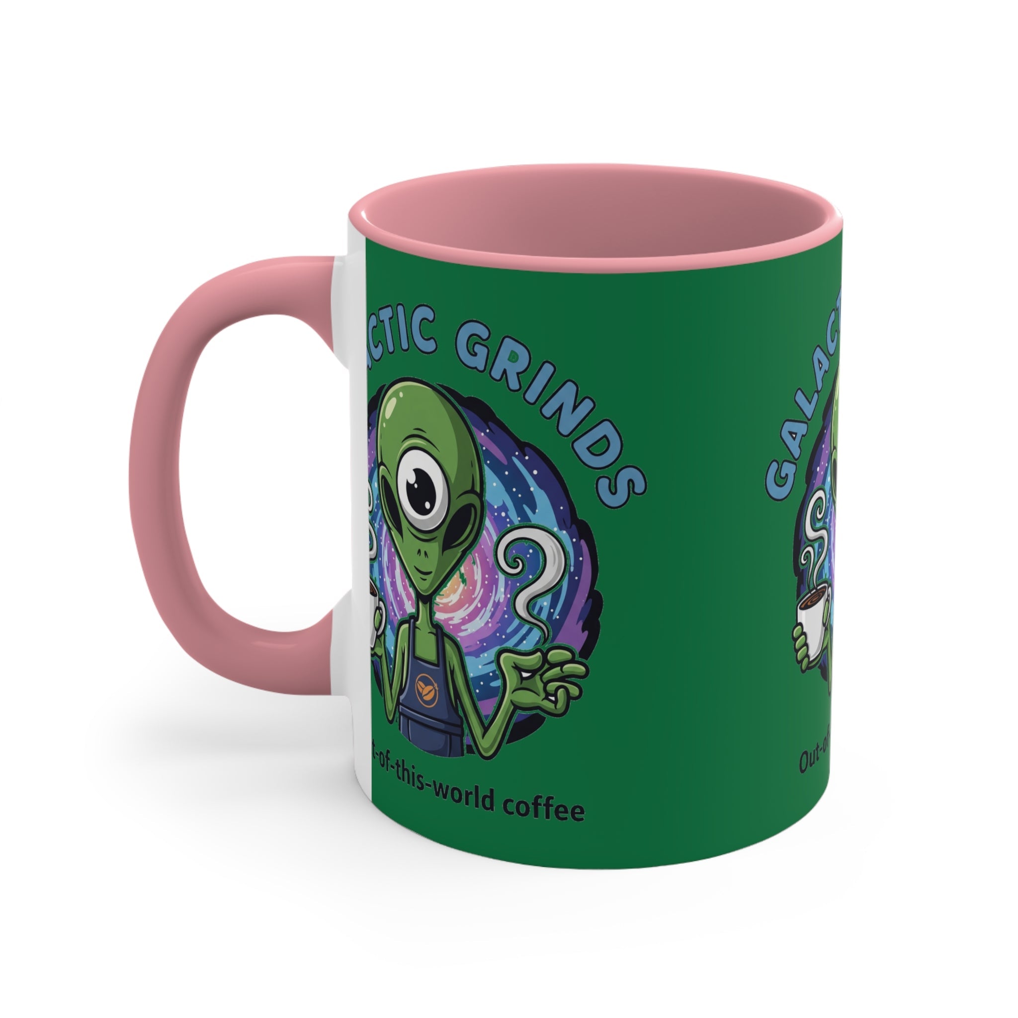 Galactic Grinds Alien Accent Mug - Fun Coffee Mug, Space Lover Gift, Unique Kitchen Decor, Whimsical Alien Design, Out-of-this-world Coffee☕️ Printify