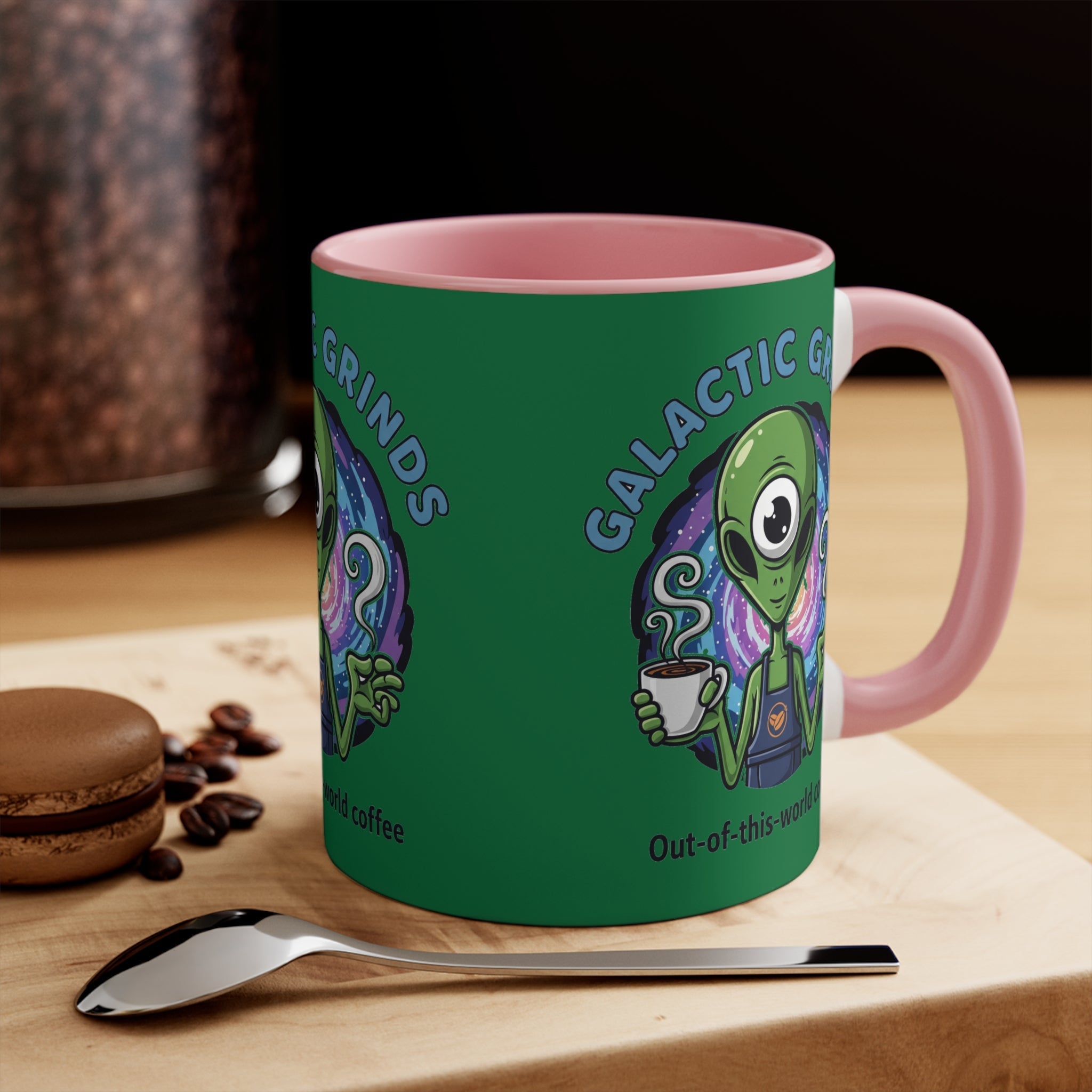 Galactic Grinds Alien Accent Mug - Fun Coffee Mug, Space Lover Gift, Unique Kitchen Decor, Whimsical Alien Design, Out-of-this-world Coffee☕️ Printify