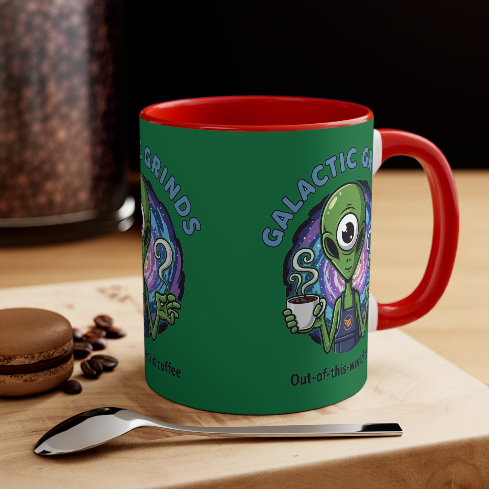 Galactic Grinds Alien Accent Mug - Fun Coffee Mug, Space Lover Gift, Unique Kitchen Decor, Whimsical Alien Design, Out-of-this-world Coffee☕️ Printify