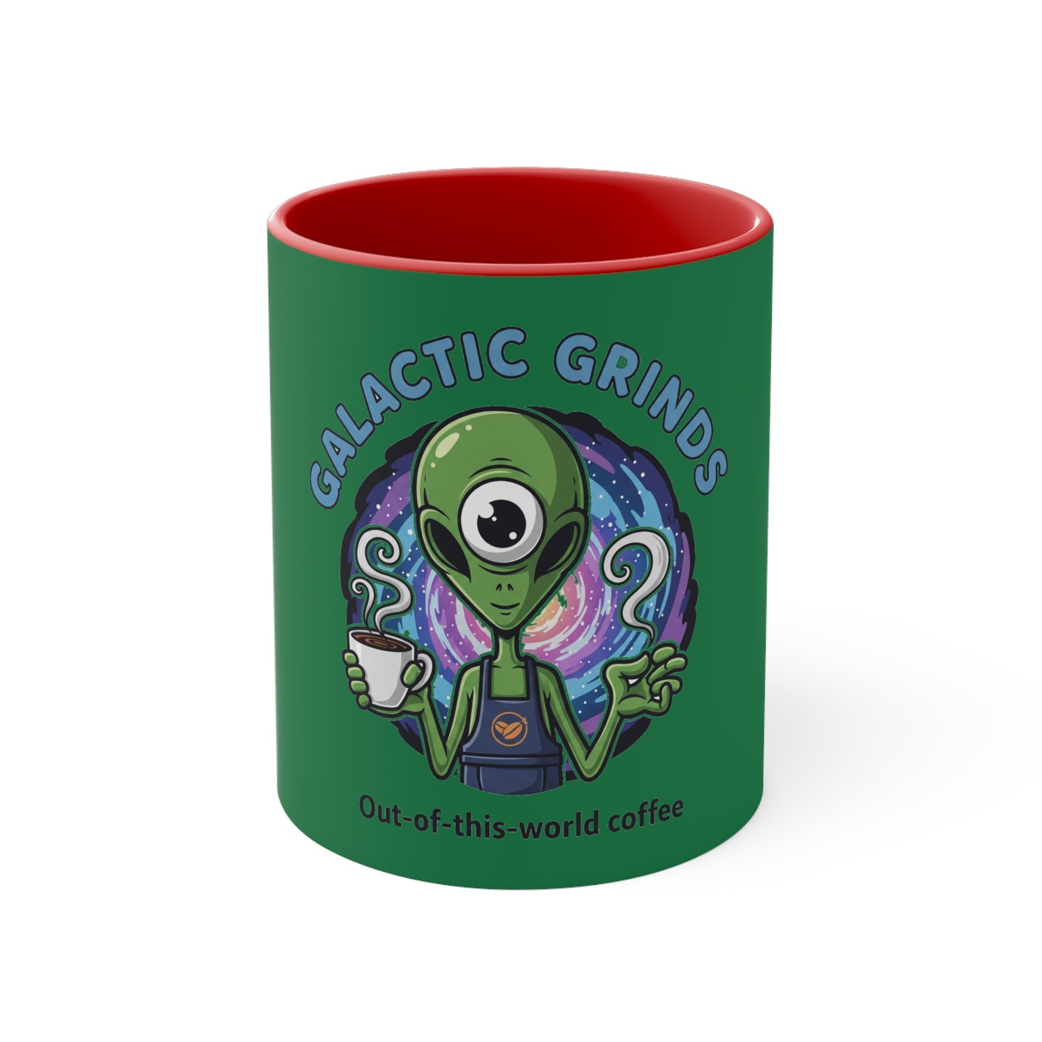 Galactic Grinds Alien Accent Mug - Fun Coffee Mug, Space Lover Gift, Unique Kitchen Decor, Whimsical Alien Design, Out-of-this-world Coffee☕️ Printify