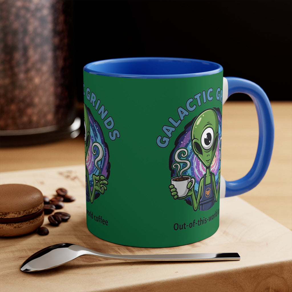 Galactic Grinds Alien Accent Mug - Fun Coffee Mug, Space Lover Gift, Unique Kitchen Decor, Whimsical Alien Design, Out-of-this-world Coffee☕️ Printify