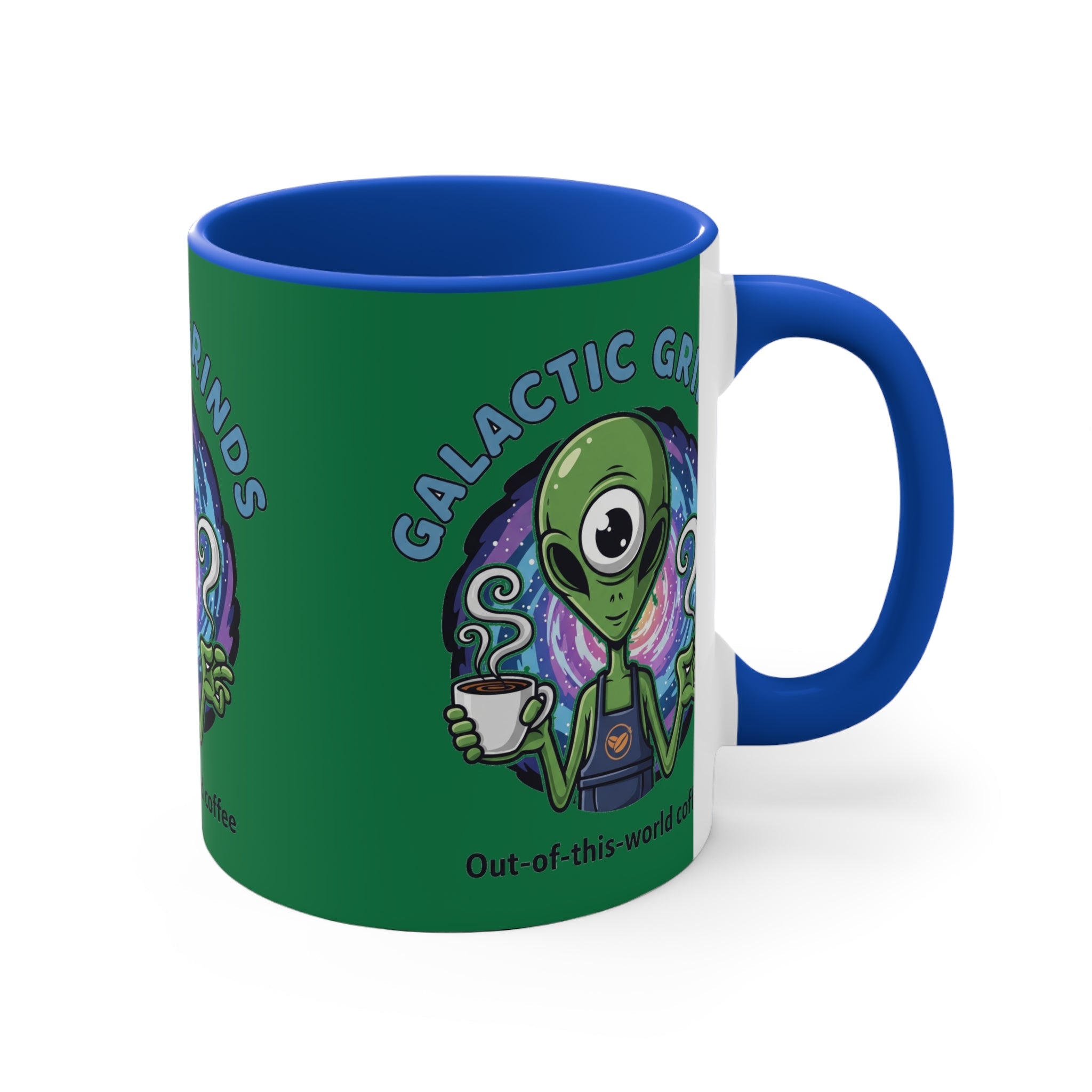 Galactic Grinds Alien Accent Mug - Fun Coffee Mug, Space Lover Gift, Unique Kitchen Decor, Whimsical Alien Design, Out-of-this-world Coffee☕️ Printify