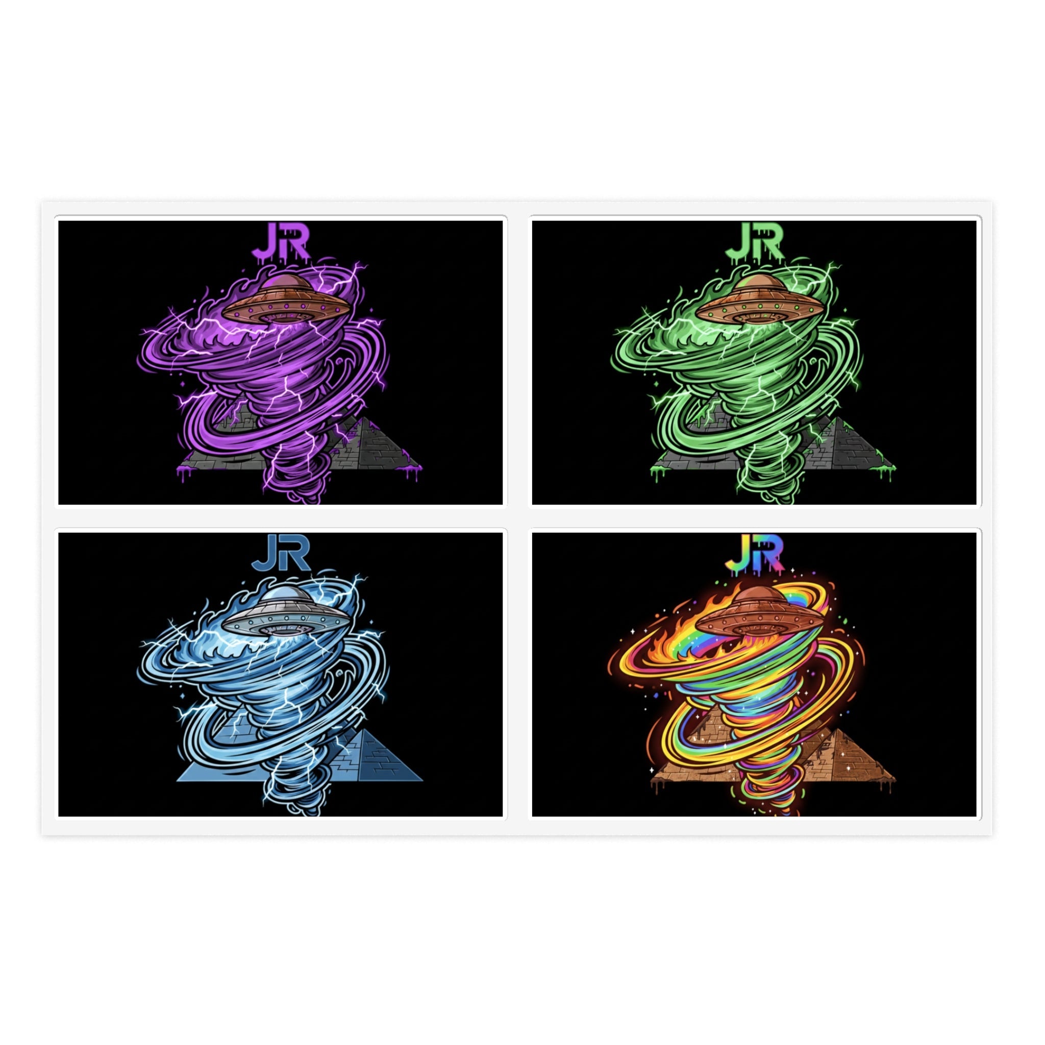 Galactic Tornado Sticker Sheet — Colorful Space Planet Decals Printify