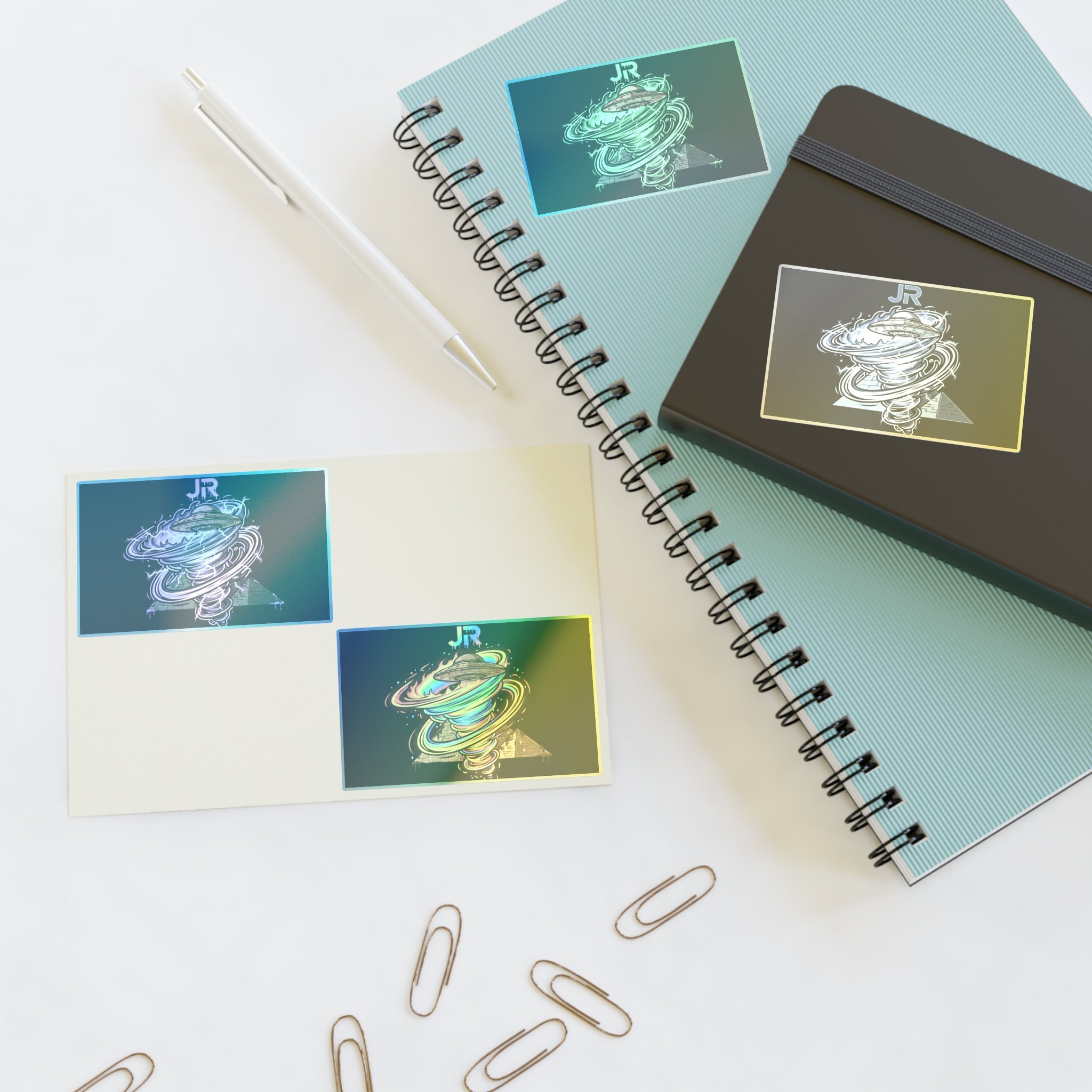 Galactic Tornado Sticker Sheet — Colorful Space Planet Decals Printify